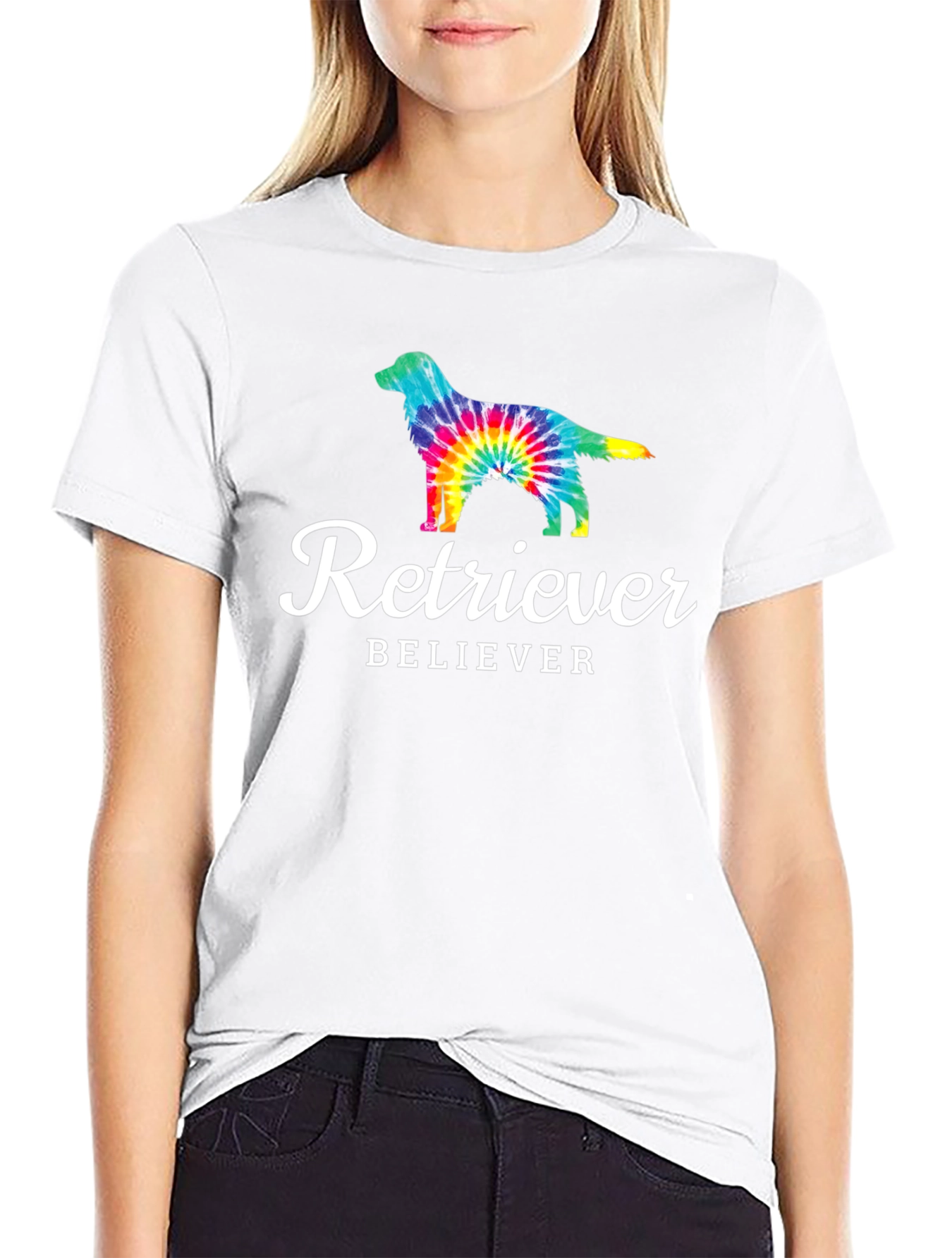 Black Retriever Believer Tie-Dye Dog Graphic Tee view 9