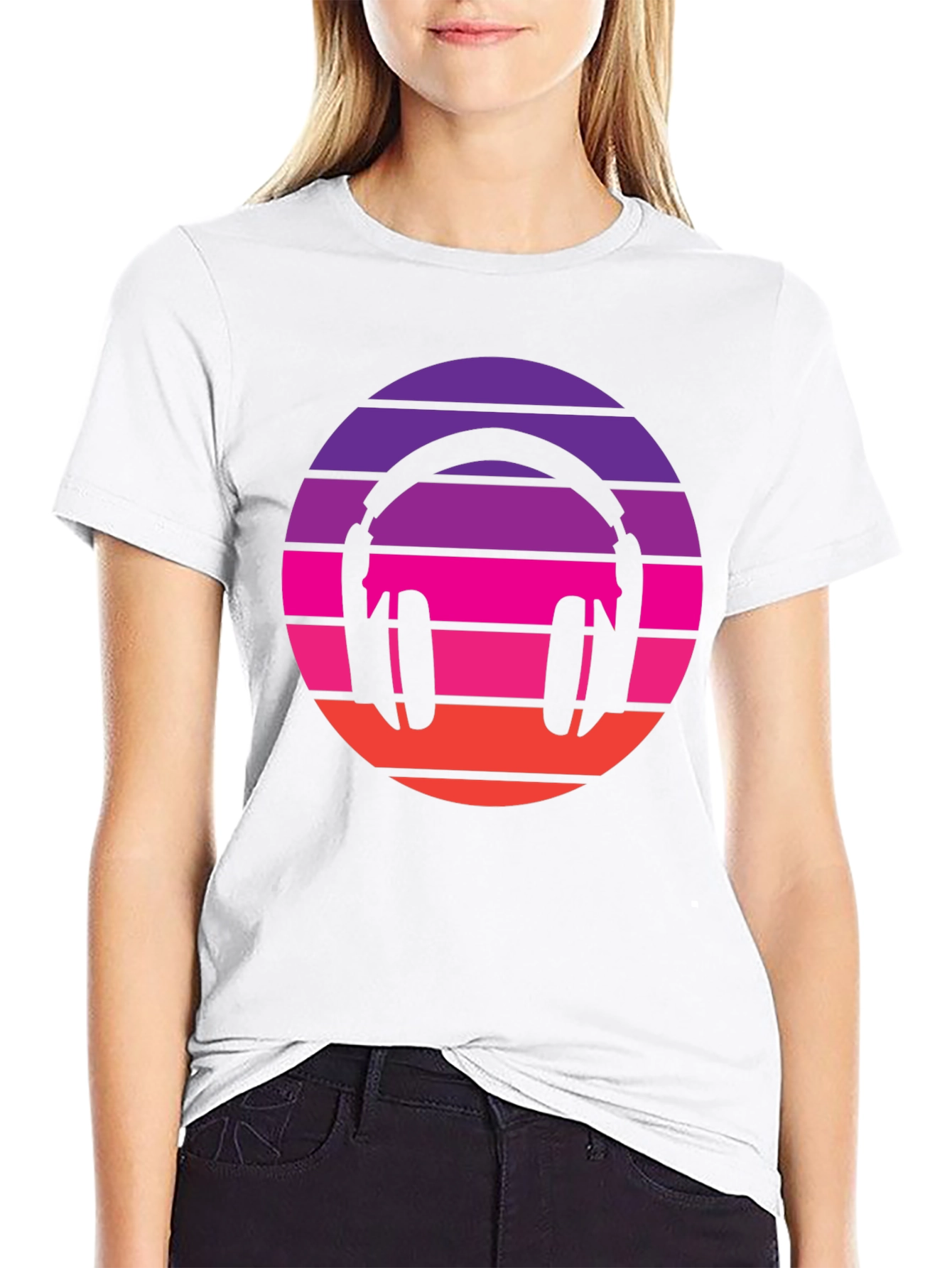 Black Retro Headphones T-Shirt - Vintage Music Vibes view 9