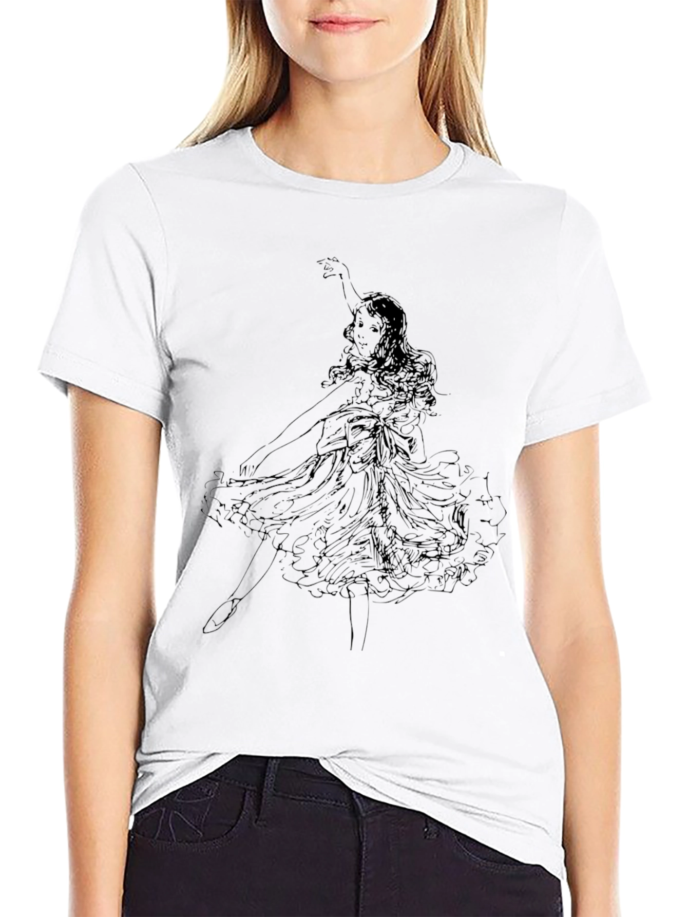 Black Dancing Ballerina Black Graphic Tee view 9