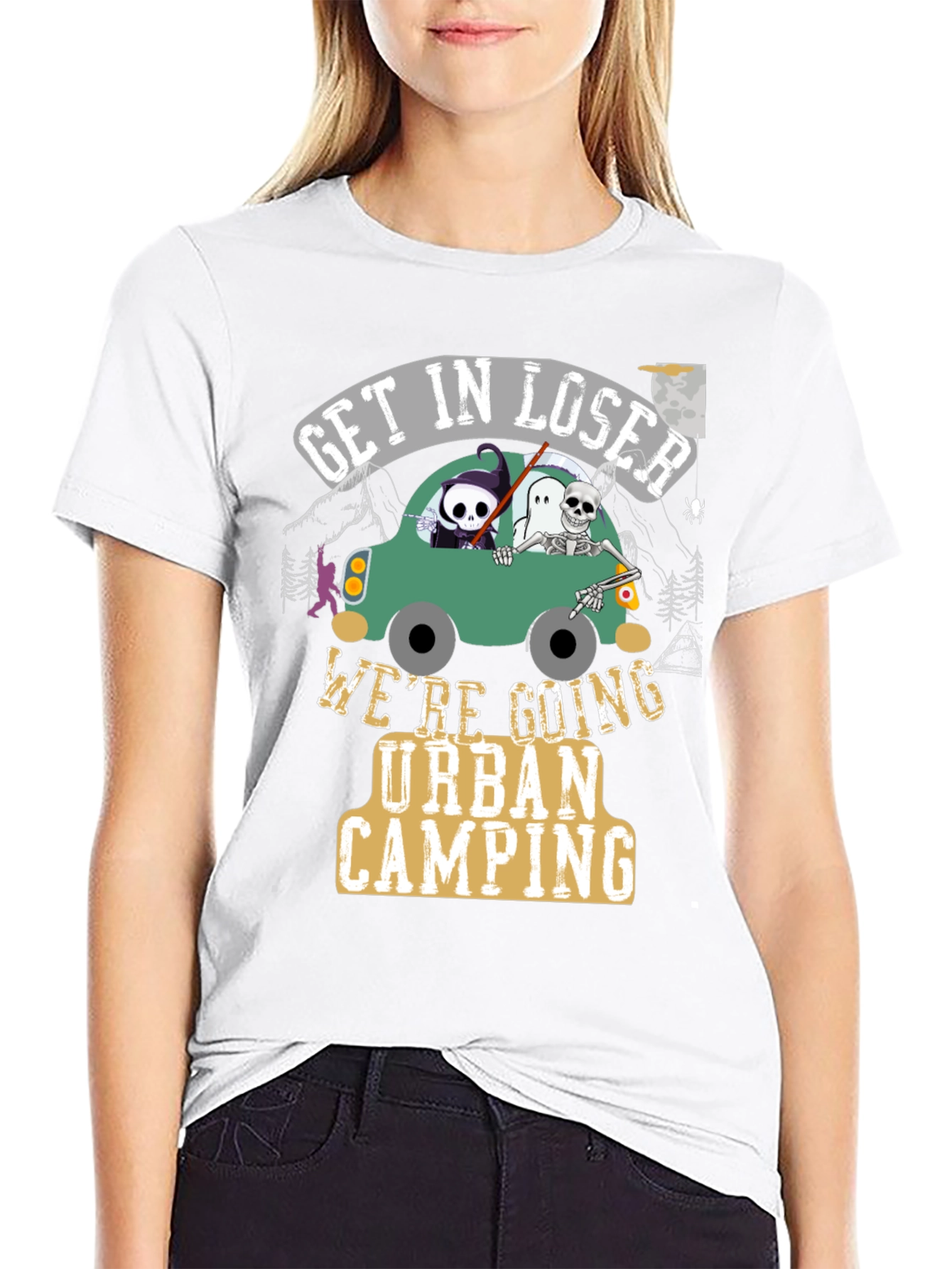 Black Get In Loser Urban Camping T-Shirt view 9