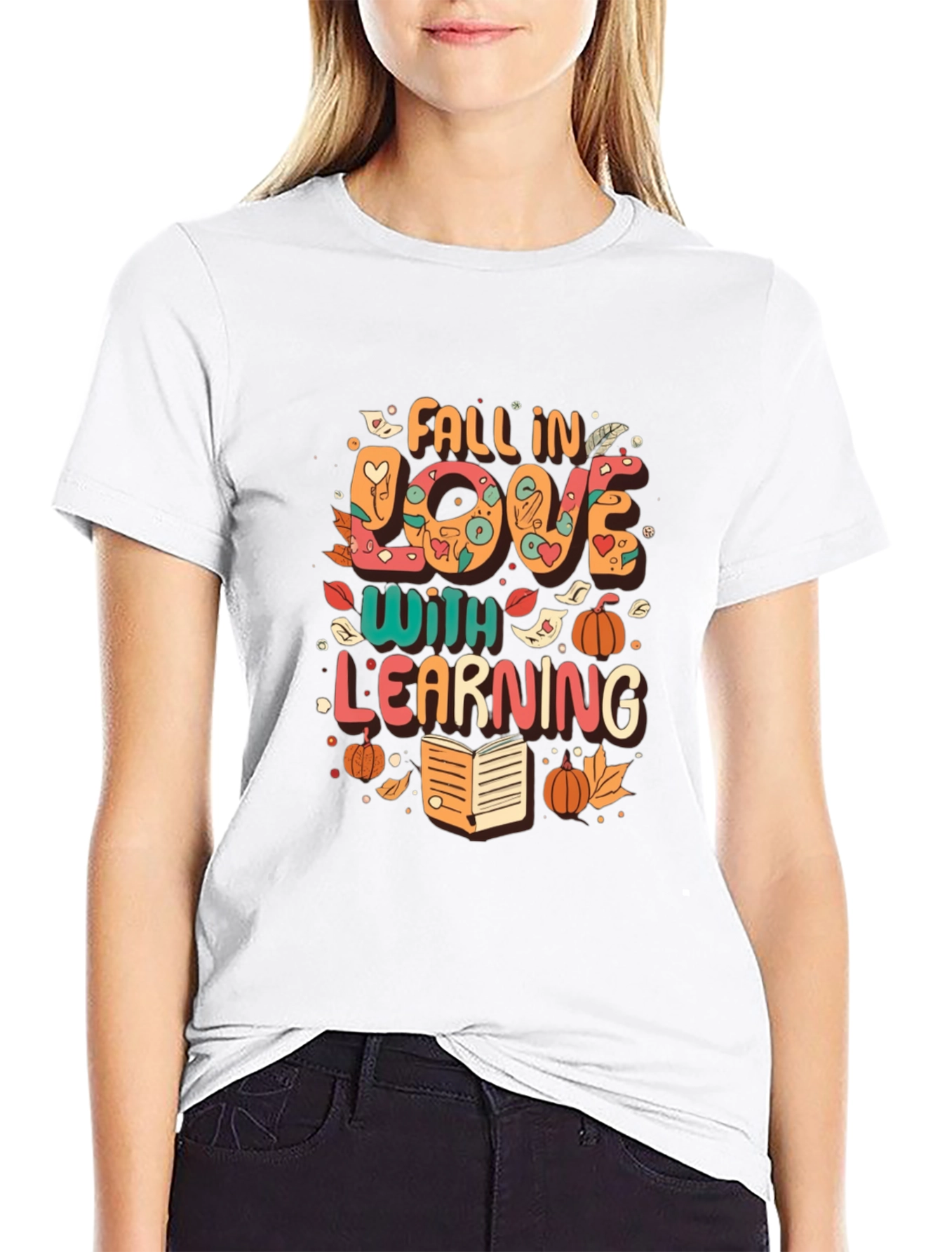 Black Fall In Love With Learning T-Shirt view 9