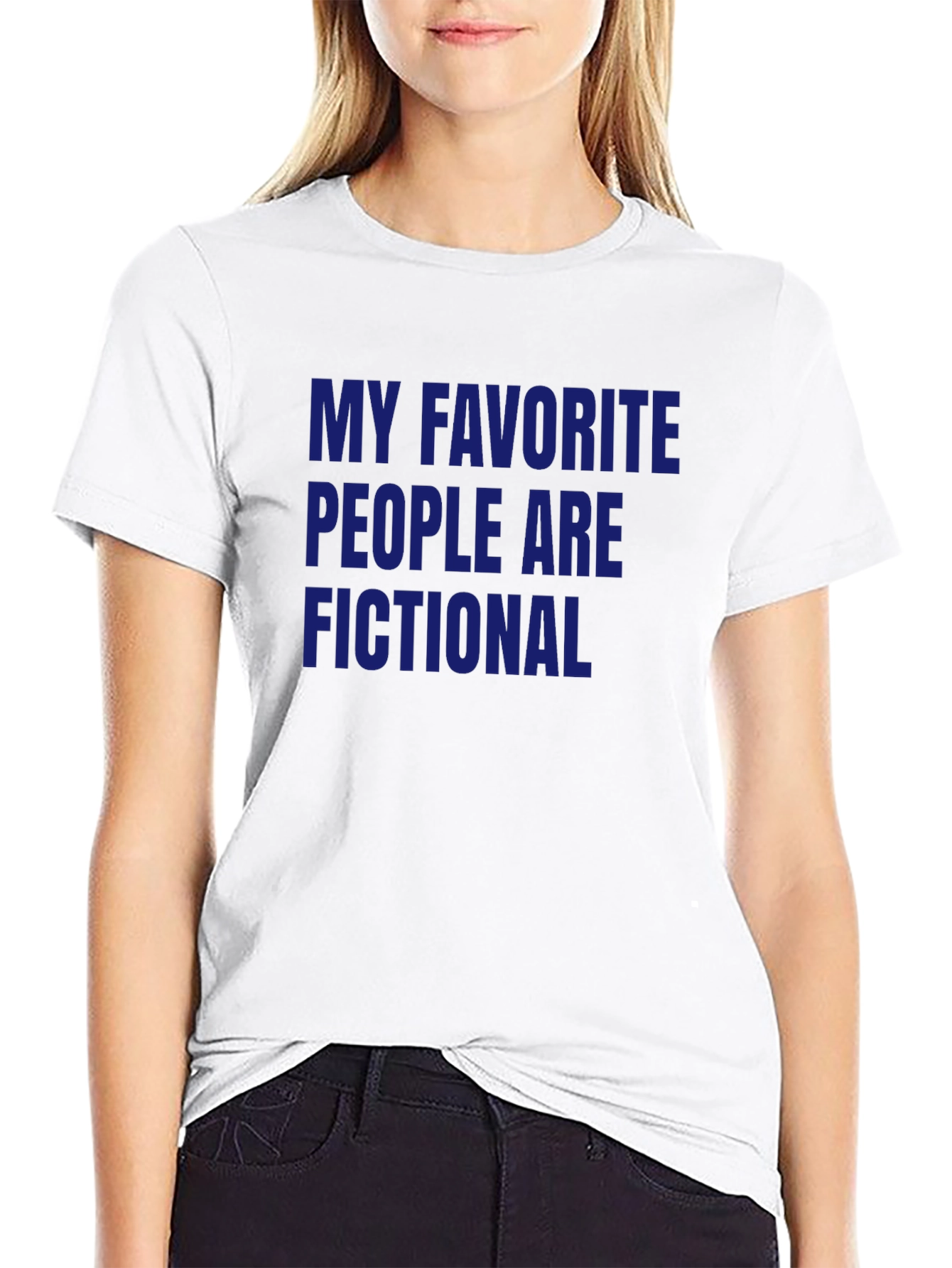 Black Fictional People T-Shirt - Novelty Slogan Tee view 9