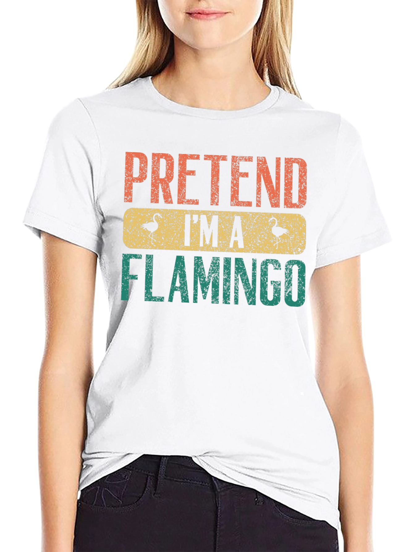Black Pretend I'm a Flamingo T-Shirt view 9