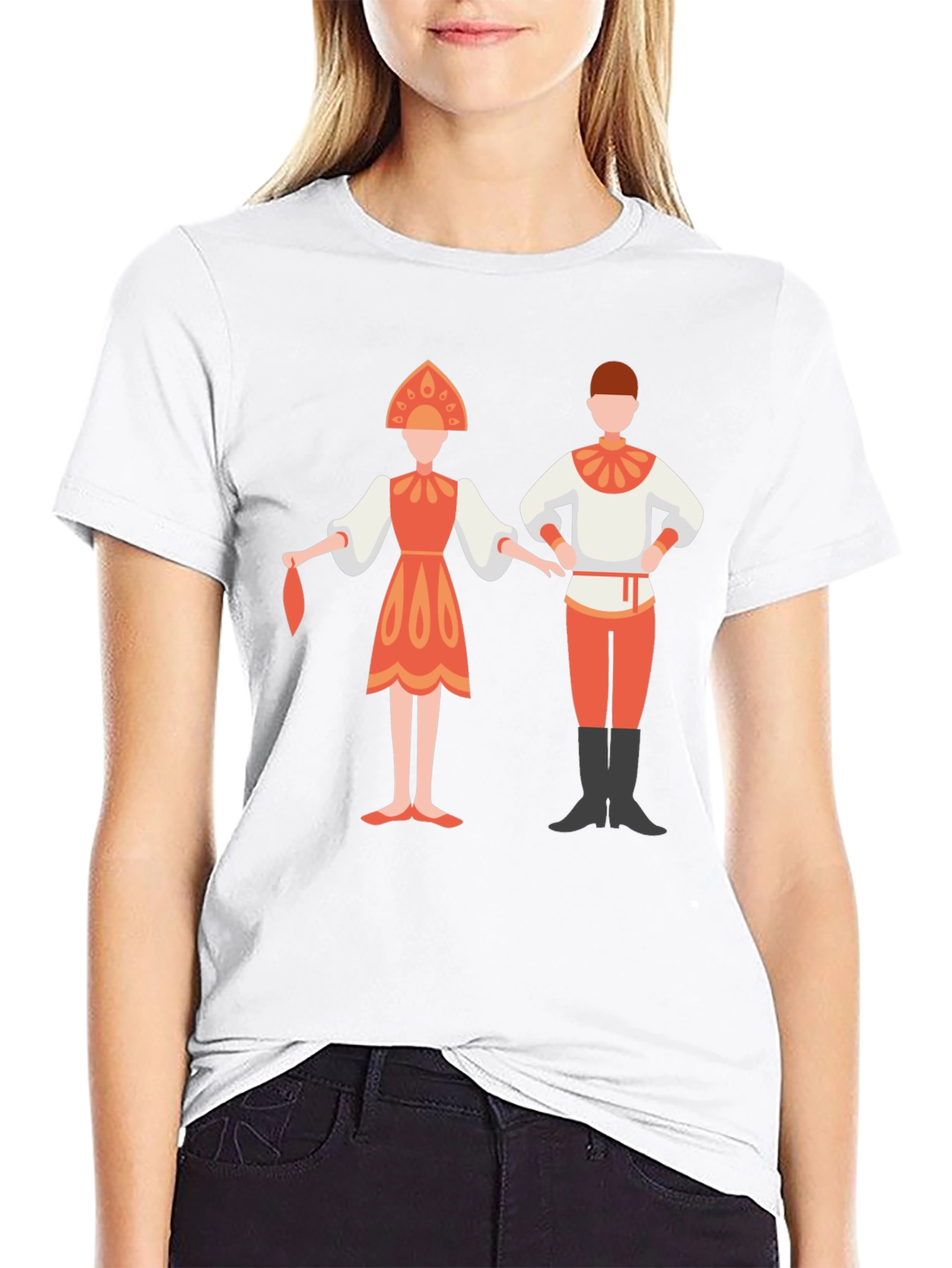 Black Russian Folk Dance Graphic Tee - Black Unisex Shirt view 9