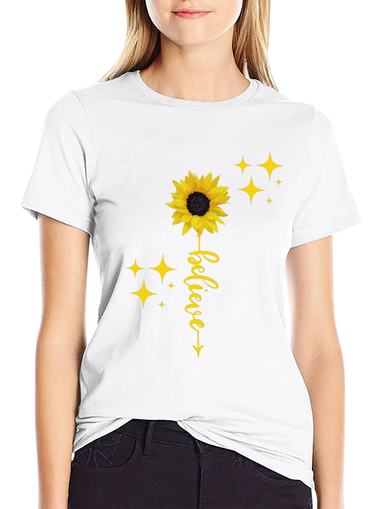 Black Believe Sunflower Graphic Tee - Black view 9