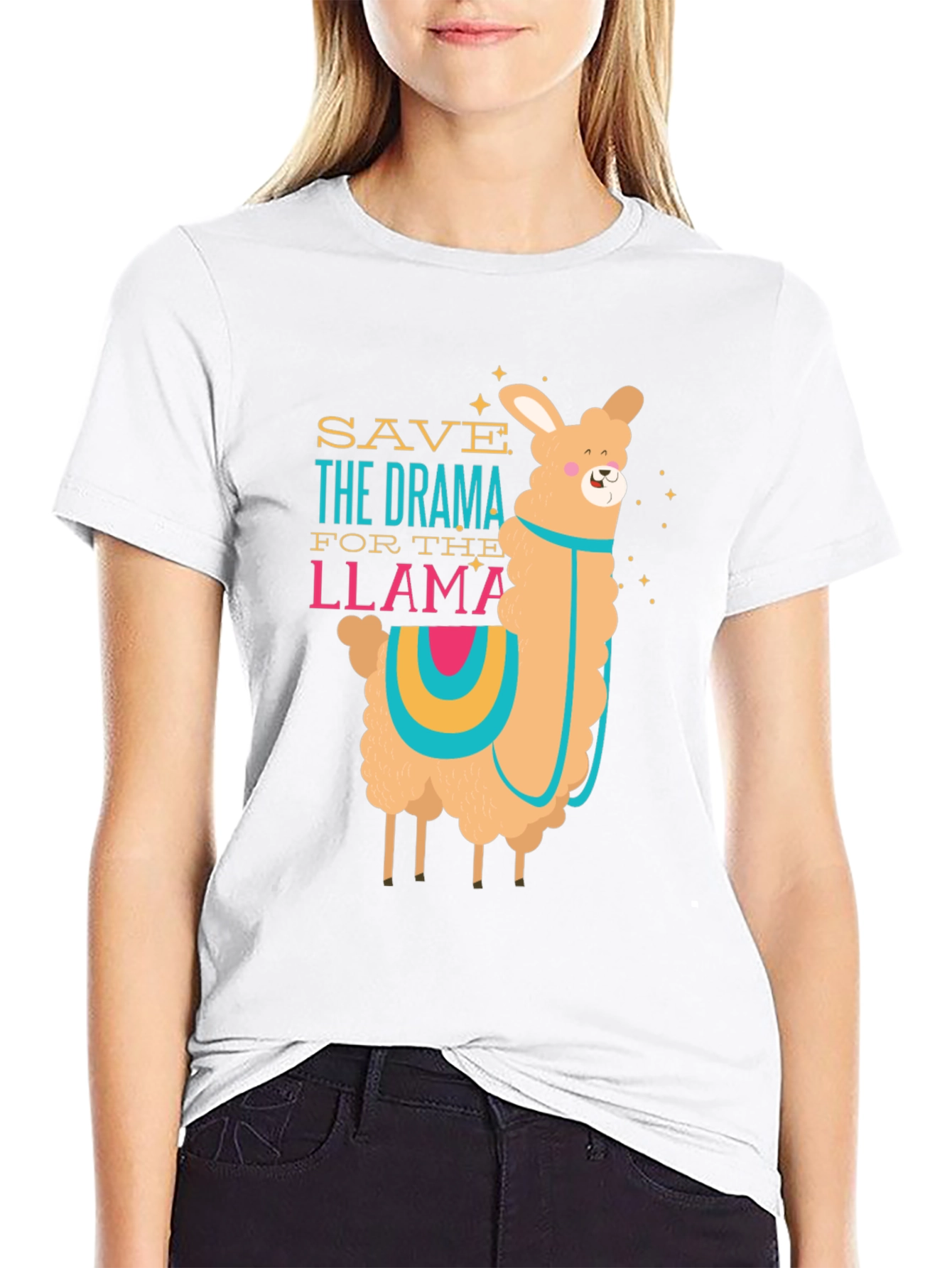 Black Save The Drama For The Llama T-Shirt view 9