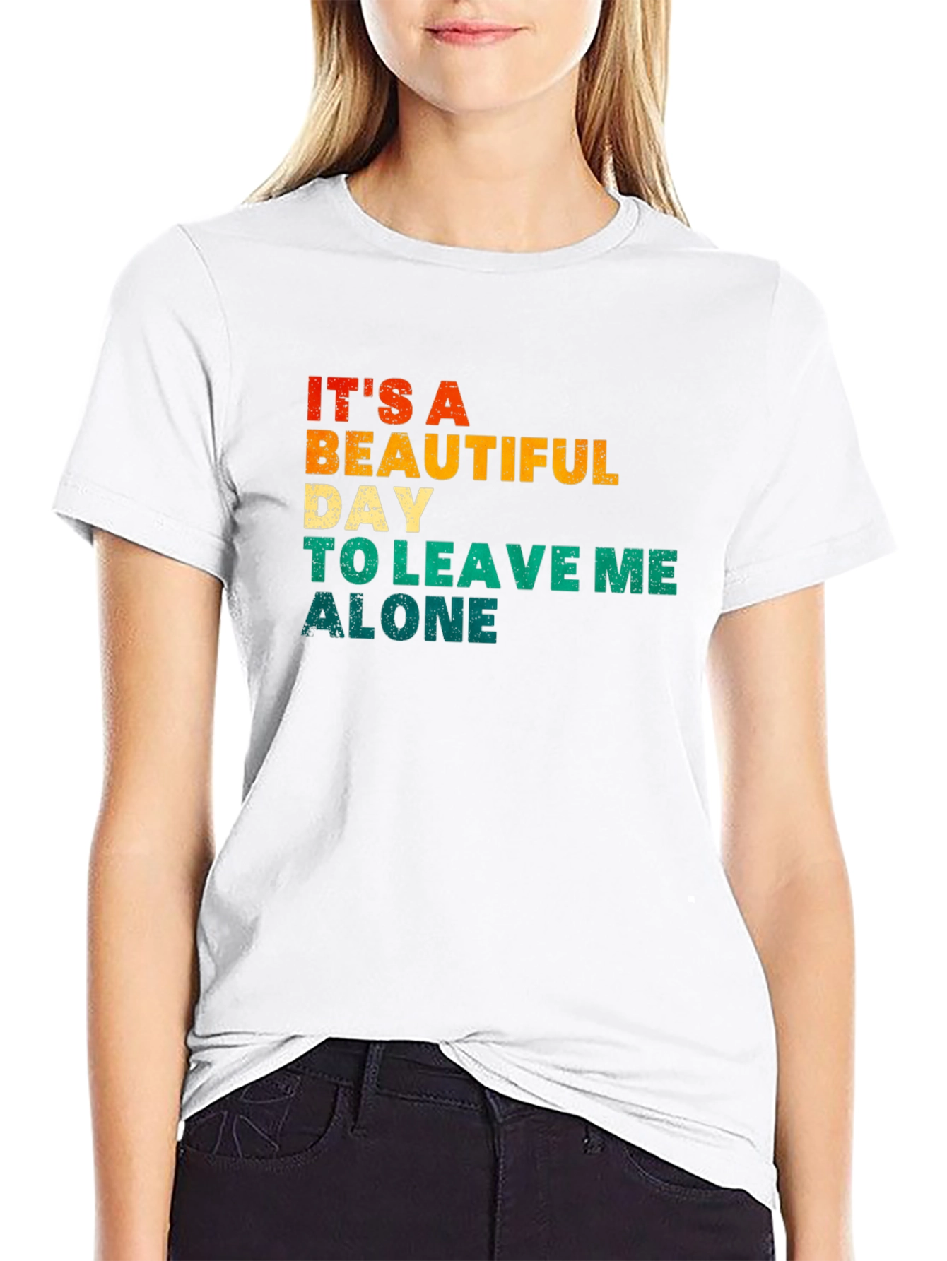 Black It's a Beautiful Day To Leave Me Alone T-Shirt view 9