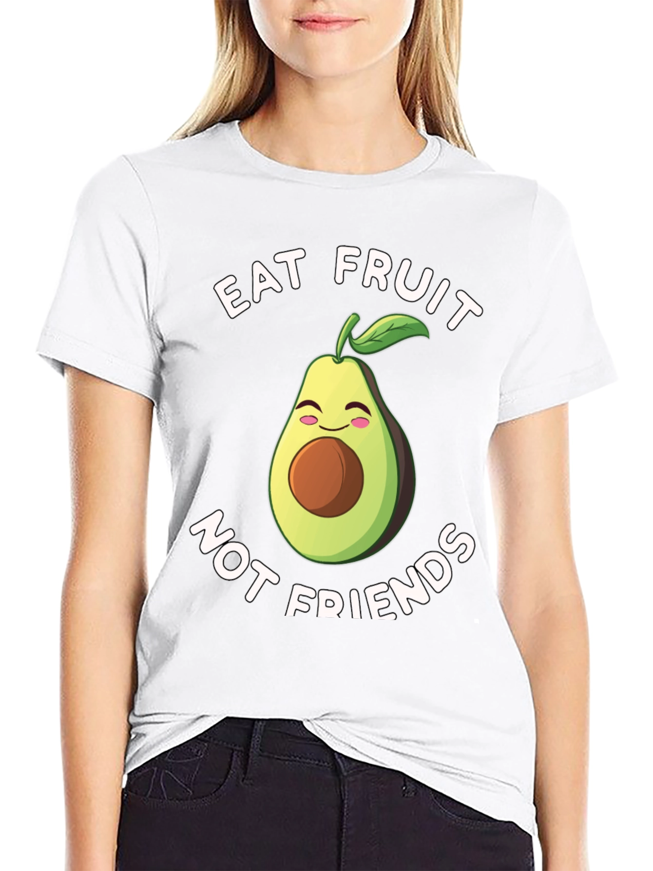 Black Eat Fruit Not Friends Avocado T-Shirt view 9