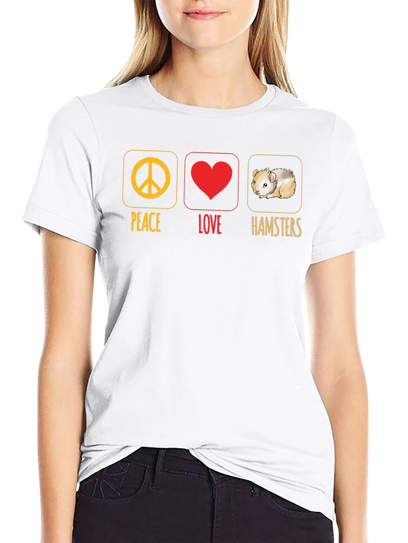 Black Peace Love Hamsters T-Shirt view 9