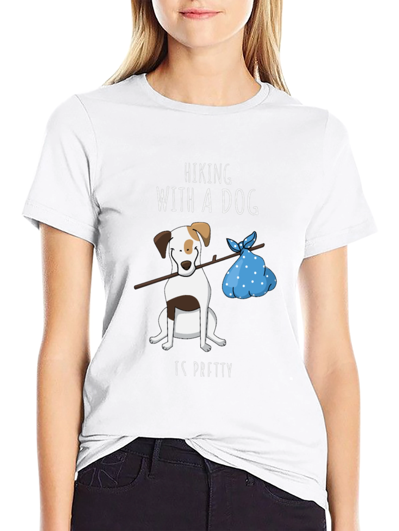 Black Hiking with a Dog Graphic Tee view 9