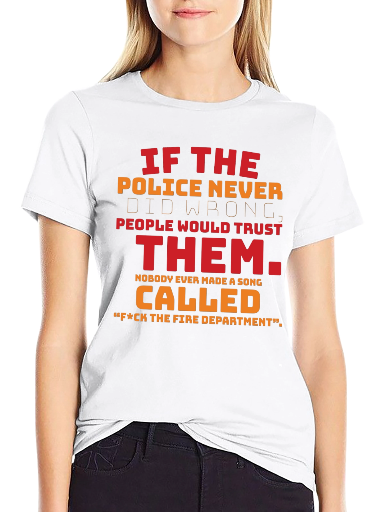 Black Funny Police & Fire Department T-Shirt view 9