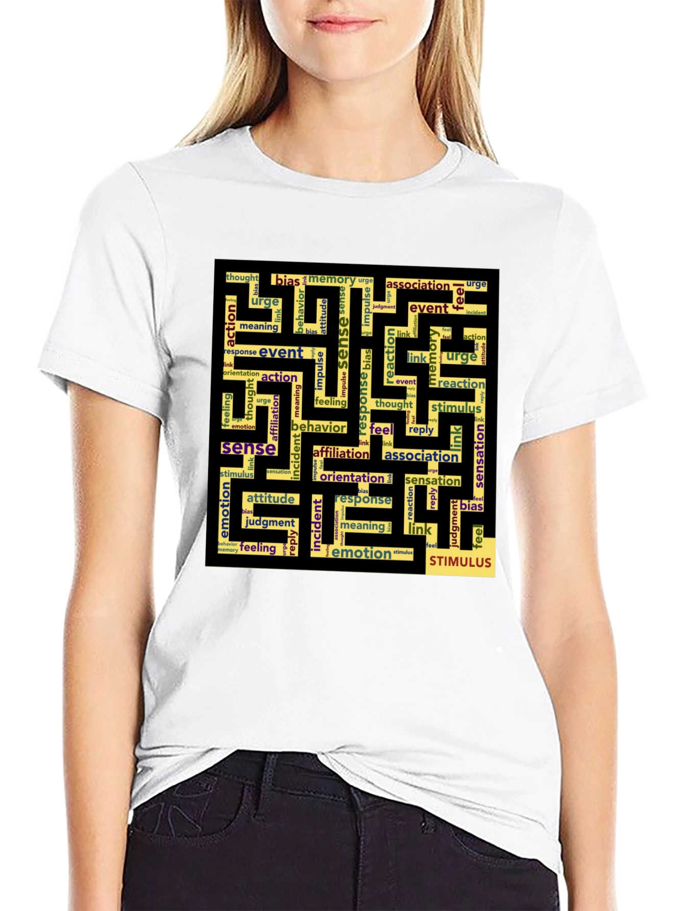 Sense Maze Black T-Shirt - Word Art Design - 9