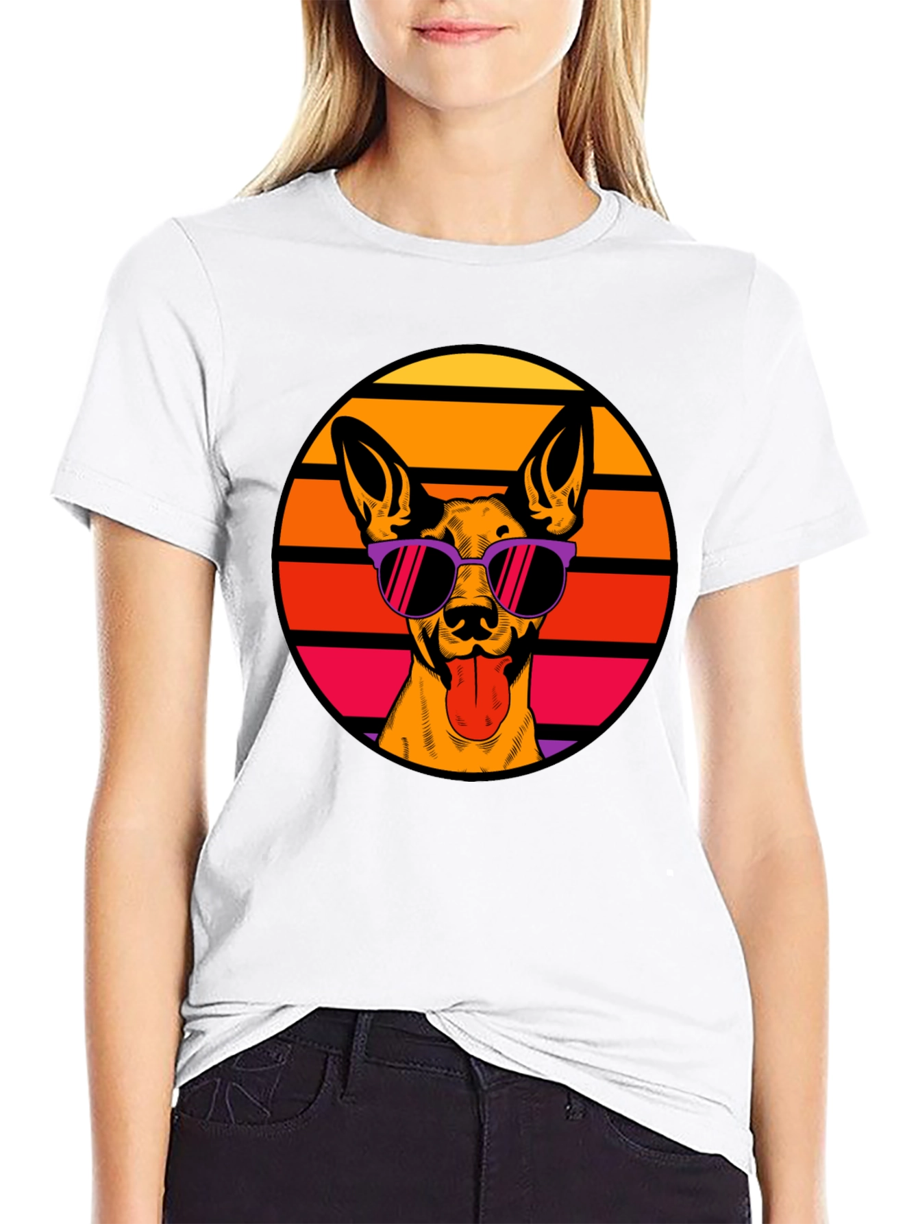Black Cool Dog T-Shirt - Retro Style view 9
