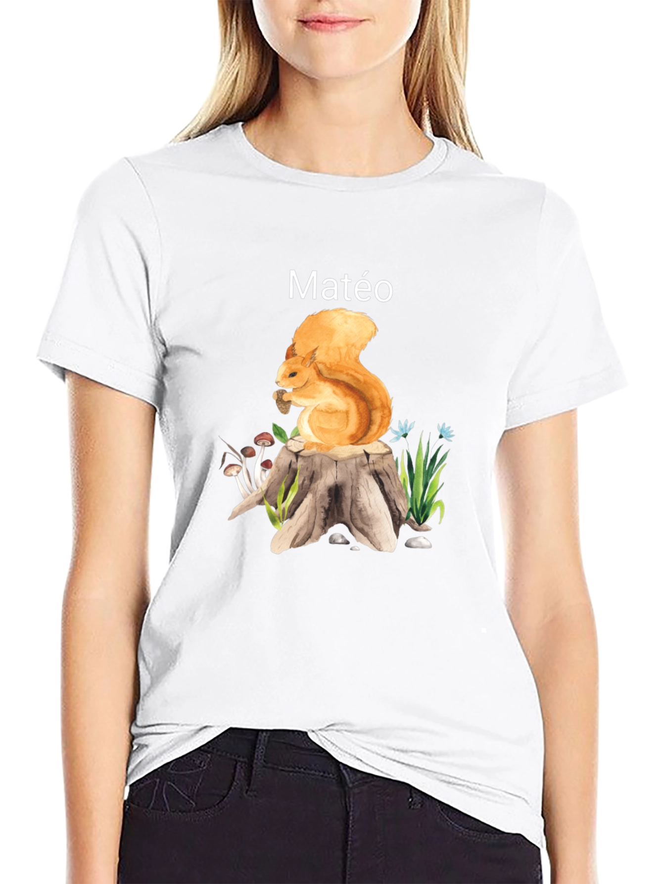 Squirrel on Stump Personalized T-Shirt - 9
