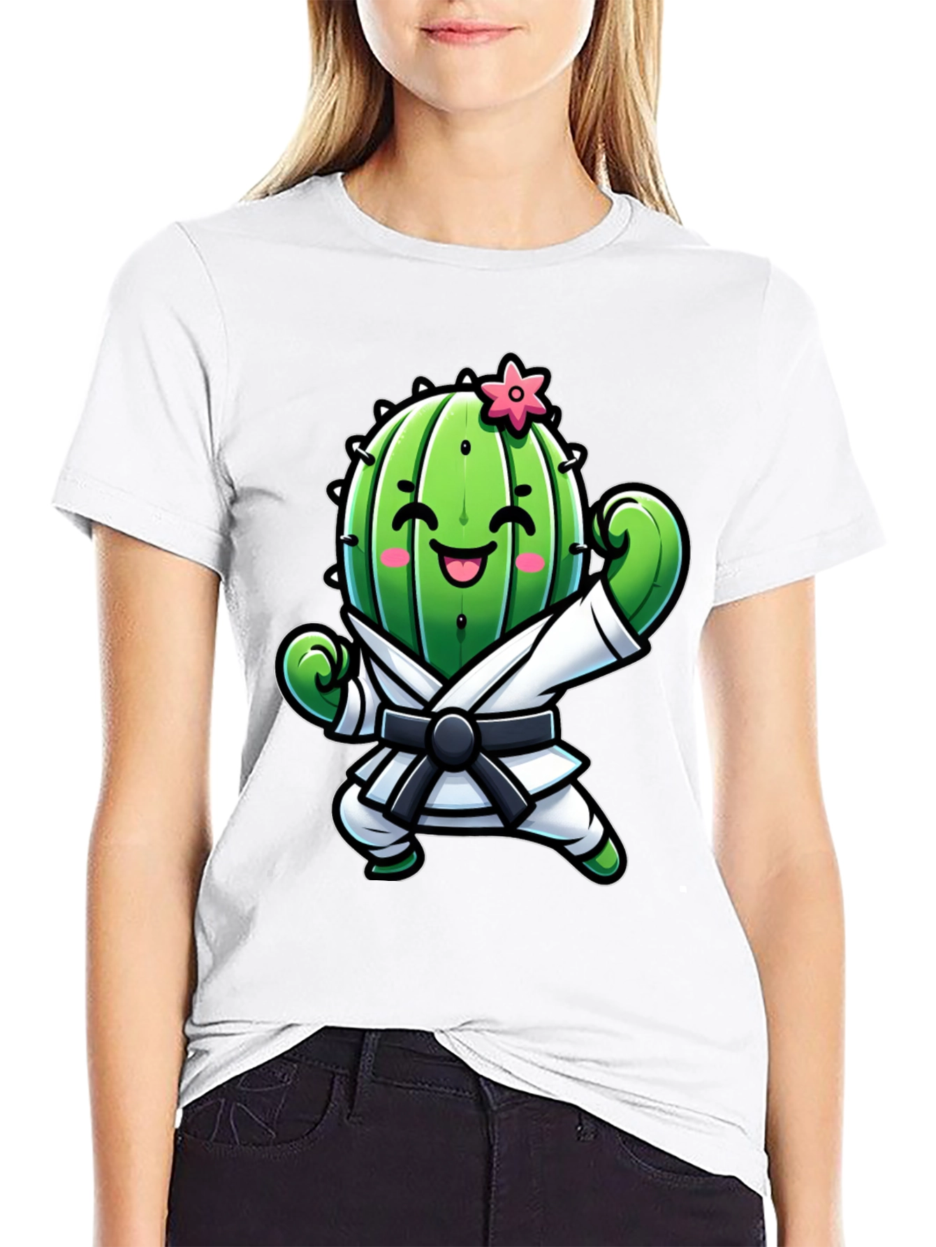 Black Karate Cactus T-Shirt - Funny Martial Arts Tee view 9