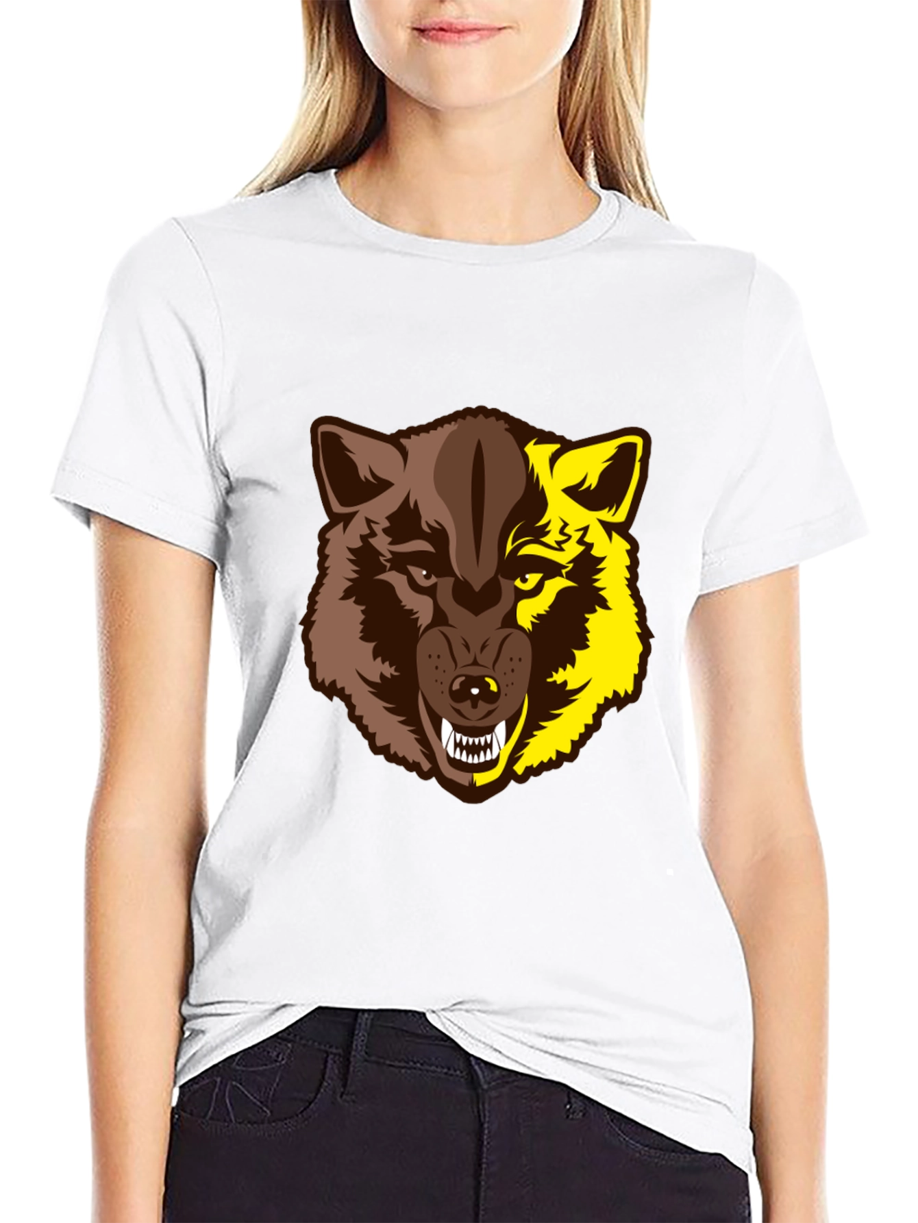 Black Wolf Graphic Tee - Two-Tone Beast Design view 9
