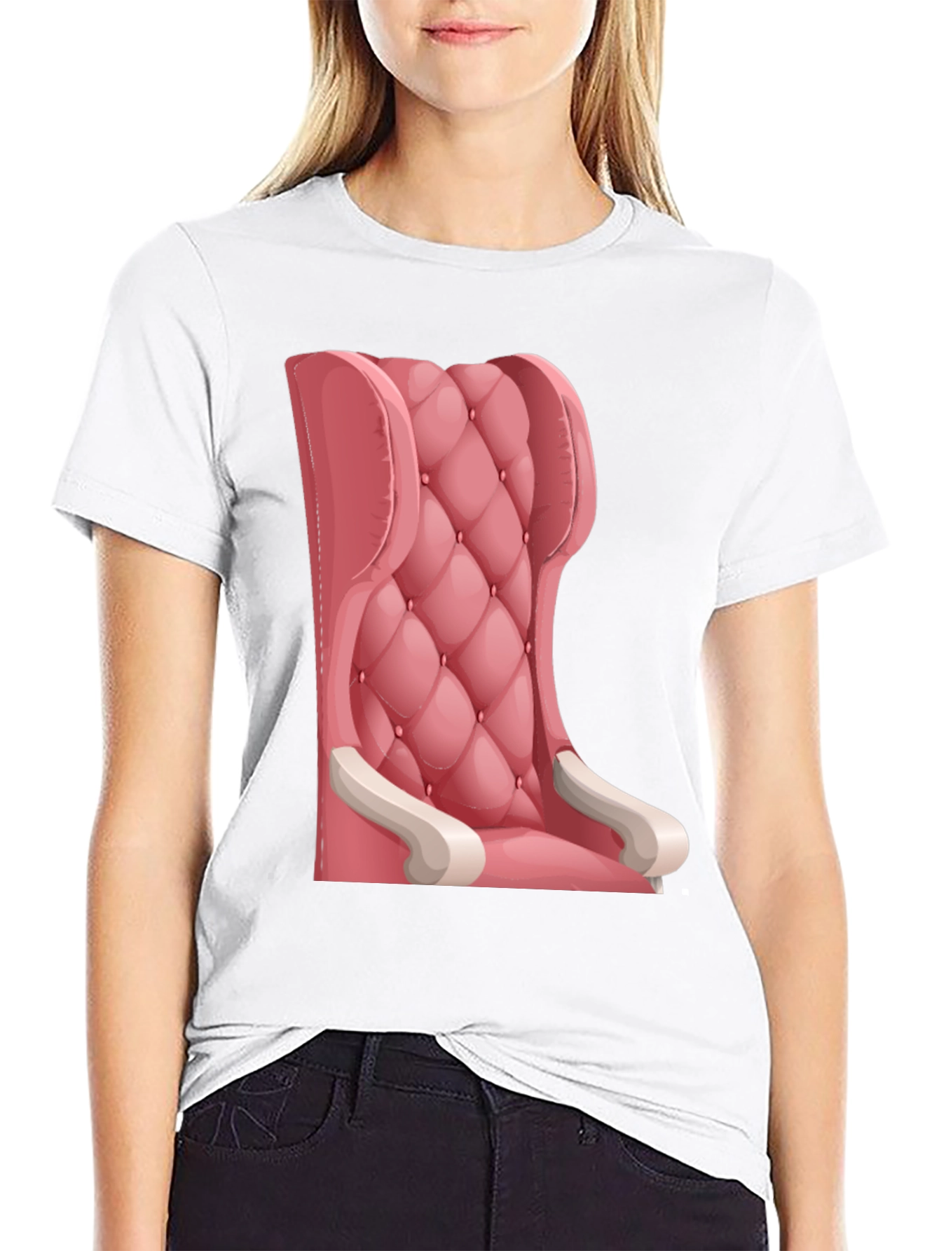 Black Pink Throne T-Shirt: Cartoon Style Tee view 9