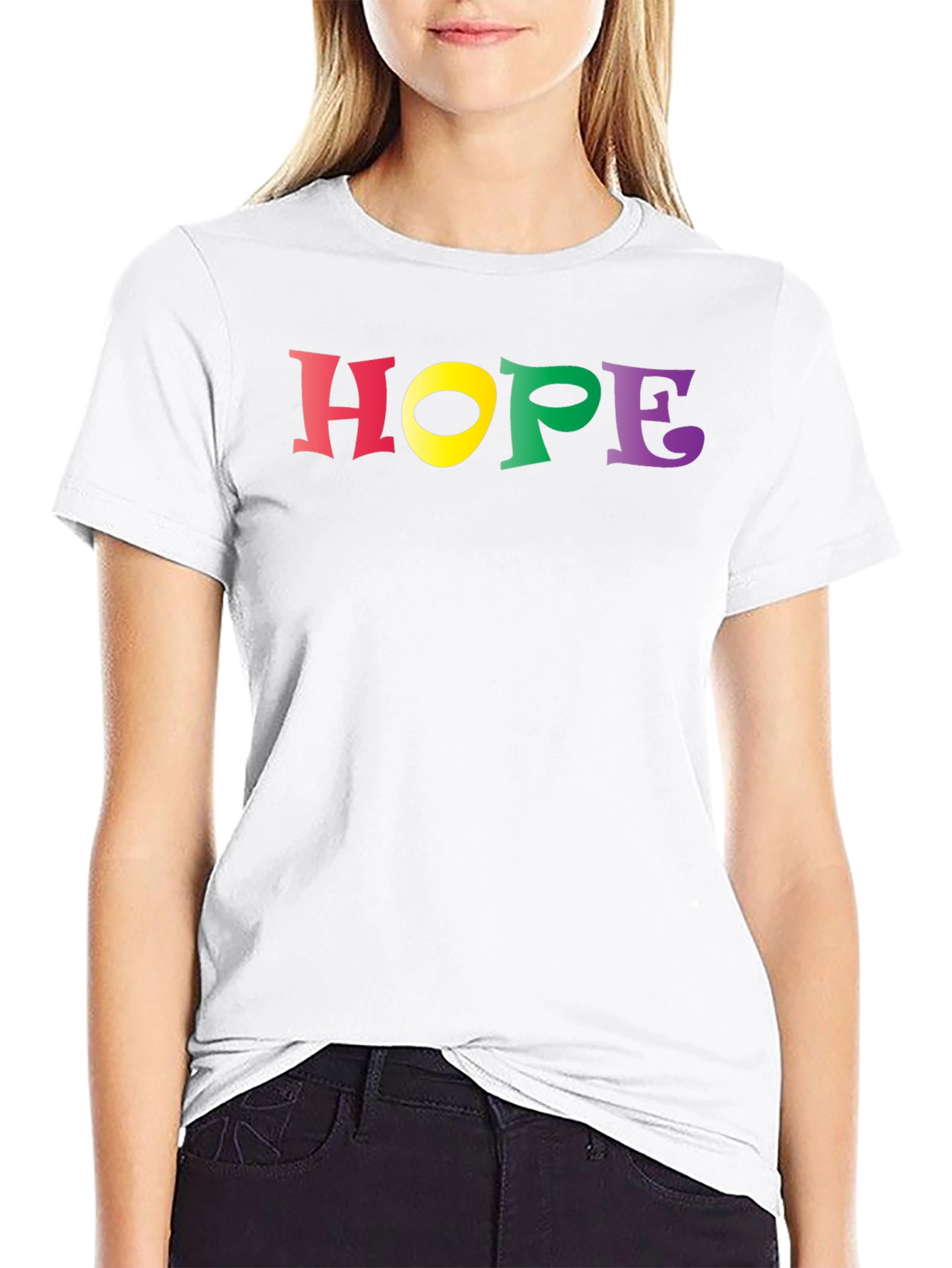 Black Colorful 'Hope' Graphic Black T-Shirt view 9