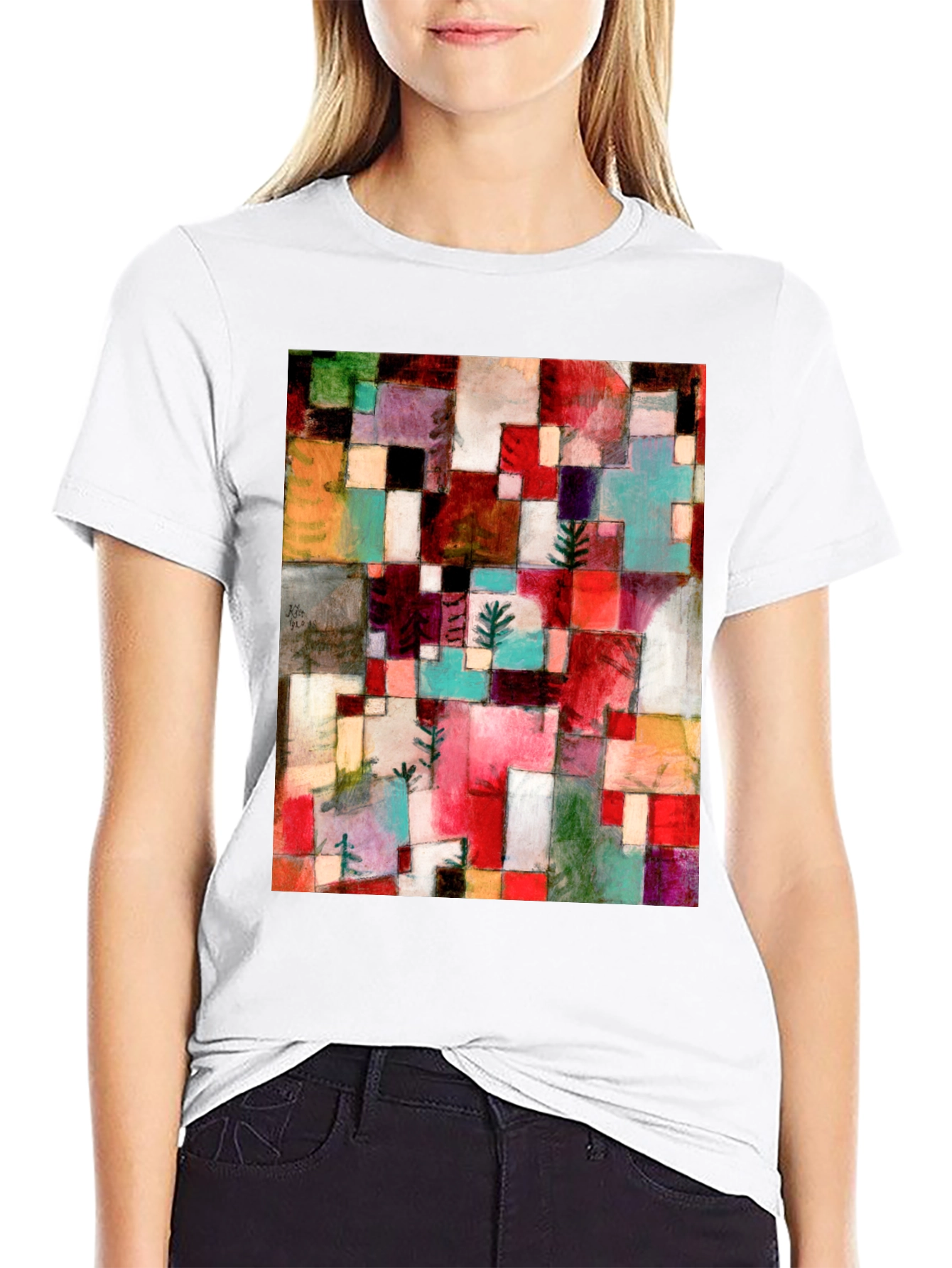 Black Abstract Art T-Shirt: Geometric Design view 9