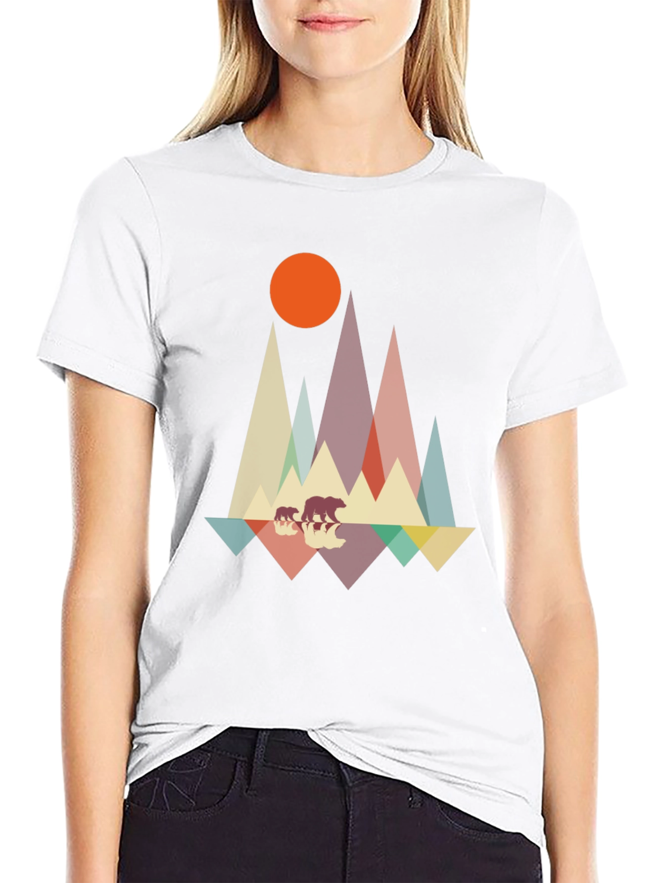 Black Retro Bear Mountain Graphic Tee view 9