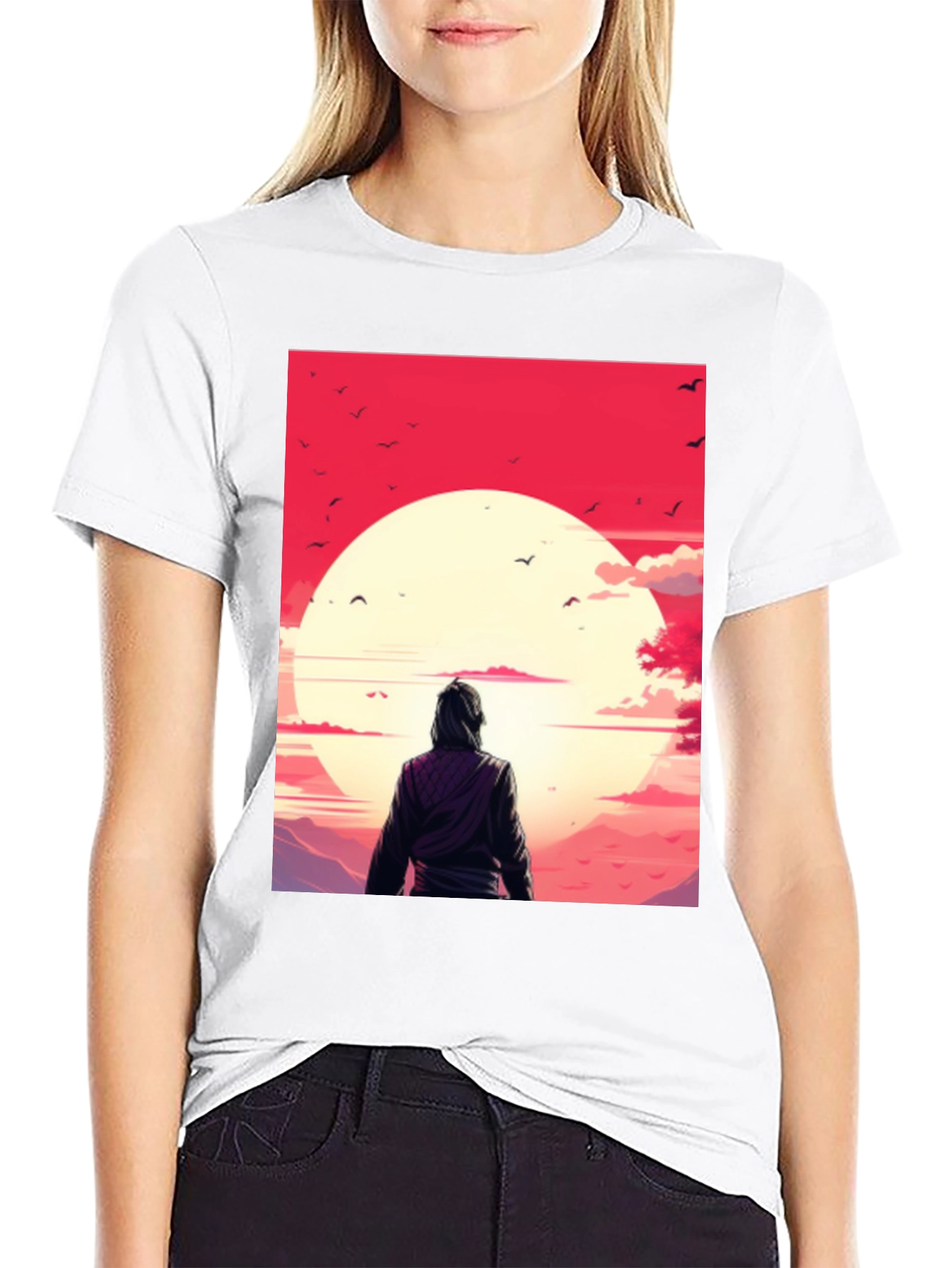 Black Sunset Graphic Tee - Black Casual T-Shirt view 9