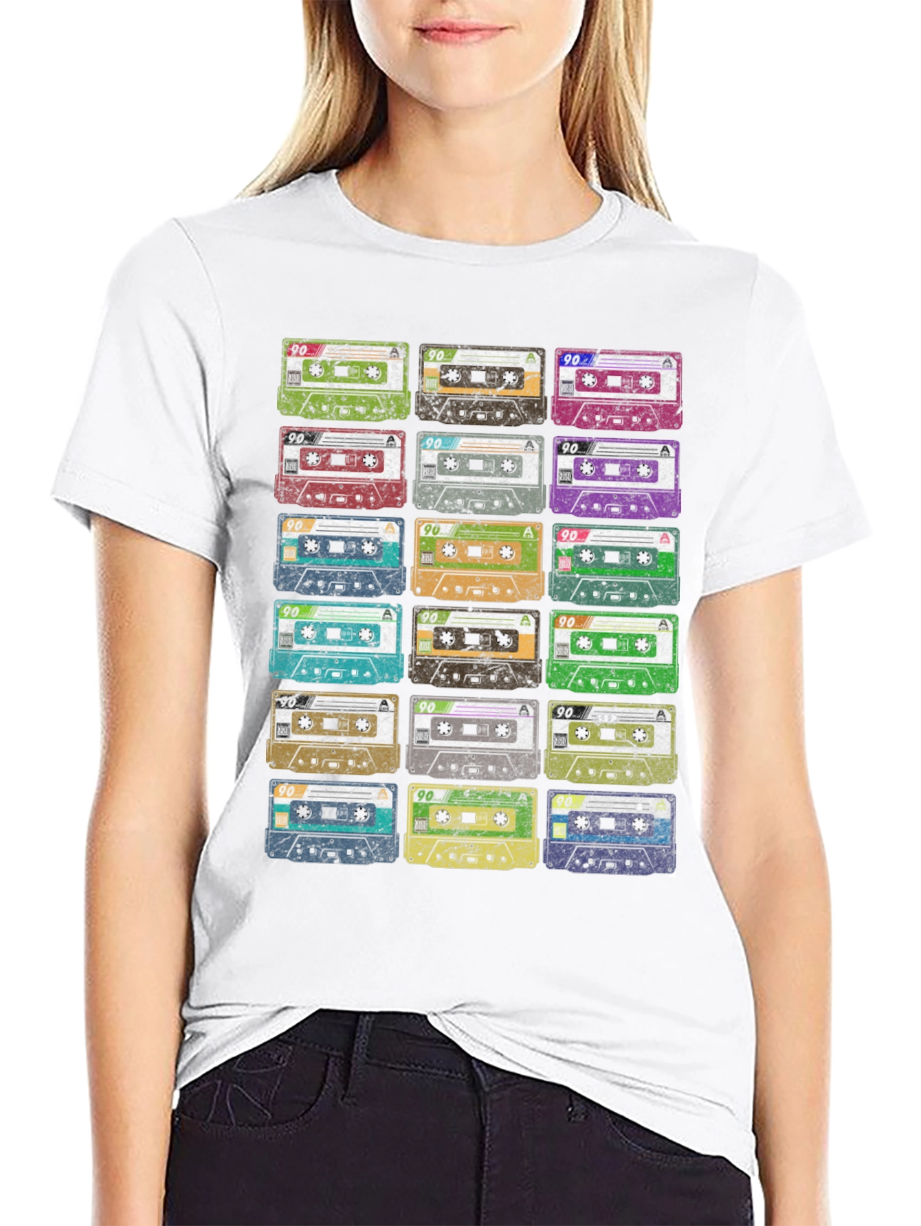 Black Retro Cassette Tape Graphic T-Shirt view 9