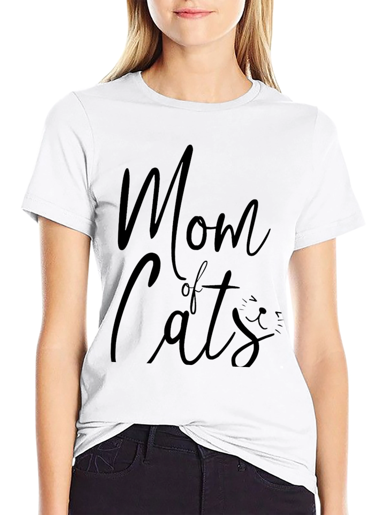 Black Mom of Cats Black Graphic T-Shirt view 9