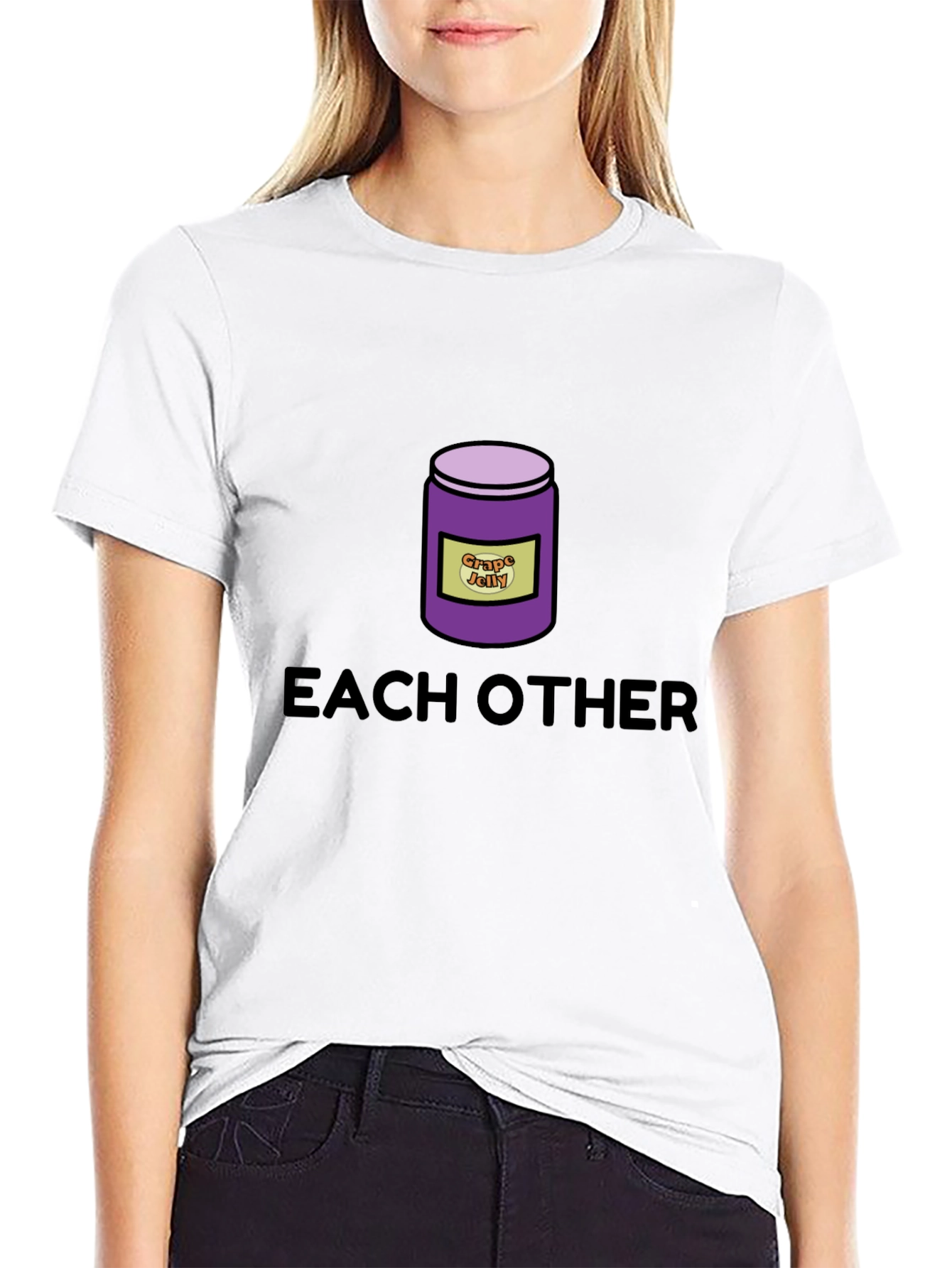 Black Funny "Grape Jelly Each Other" Black Graphic T-Shirt view 9