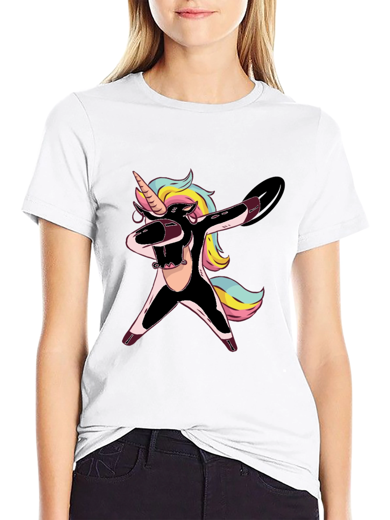 Black Dabbing Unicorn Graphic Tee - Black T-Shirt view 9