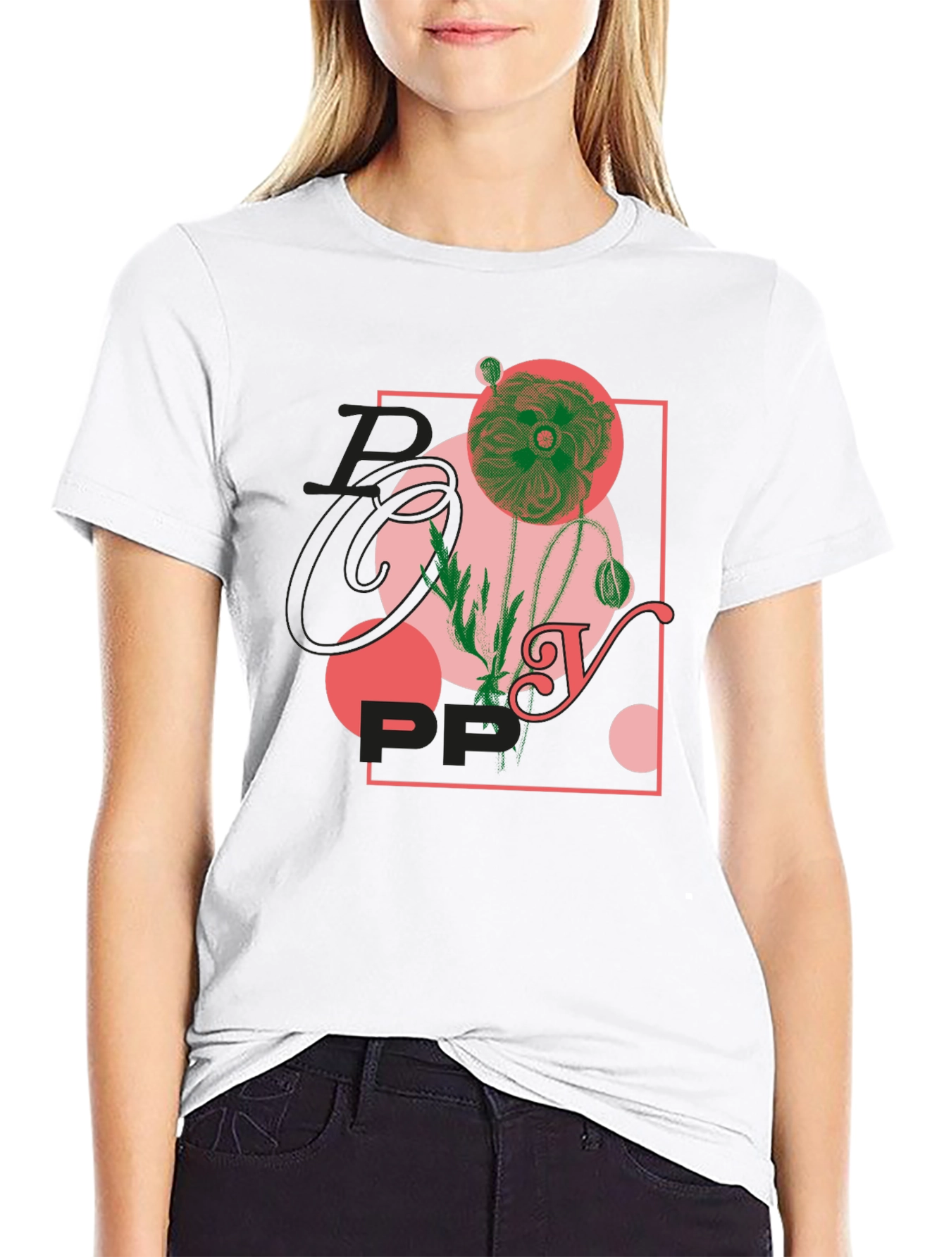 Black Floral Graphic Print Black T-Shirt view 9