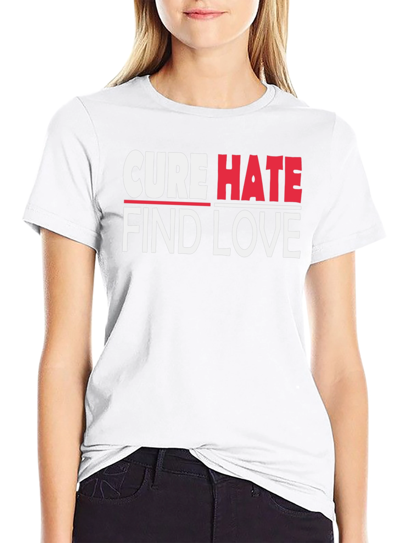 Black Cure Hate Find Love Graphic T-Shirt view 9