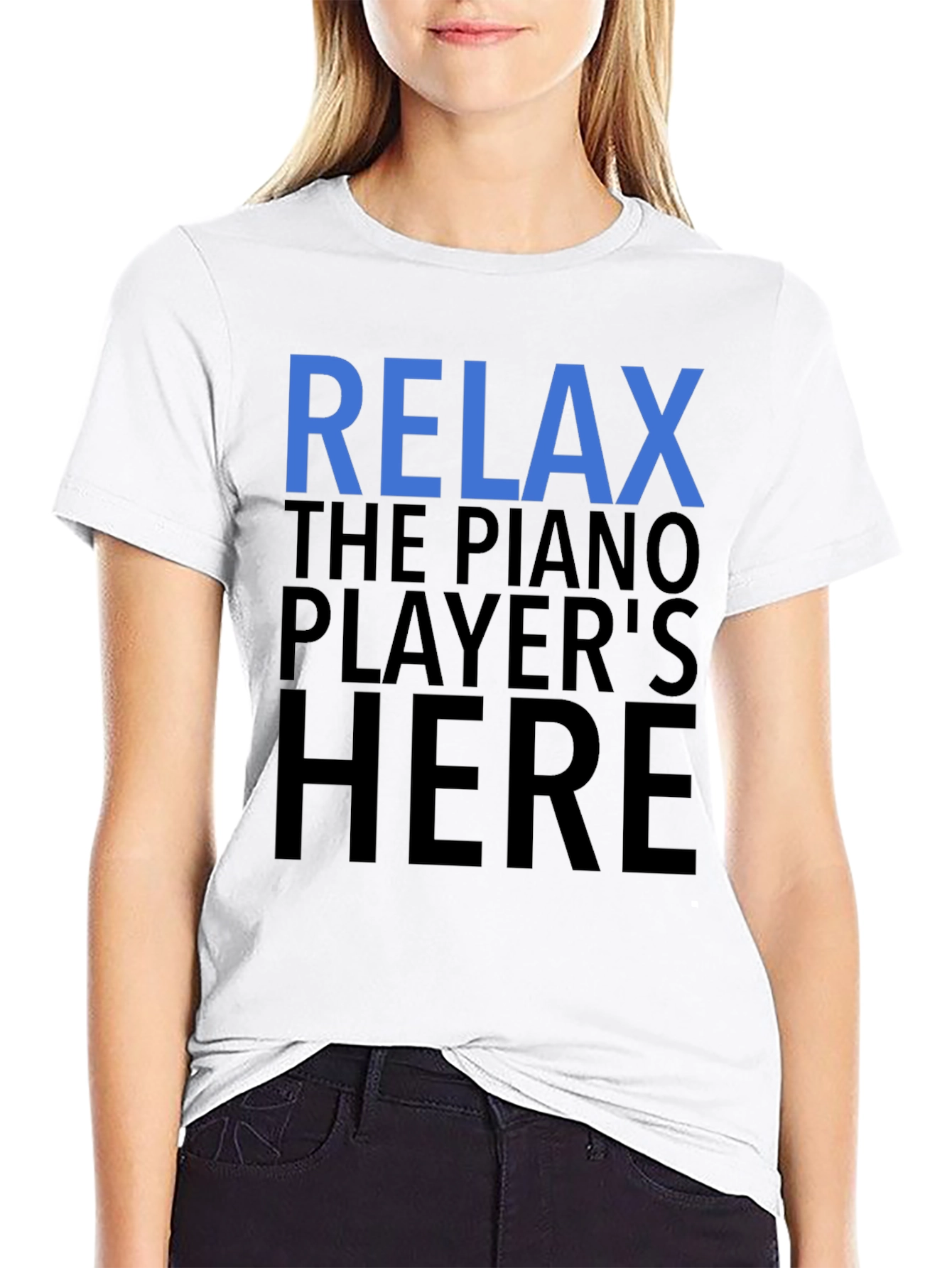 Black Relax Piano Player T-Shirt view 9