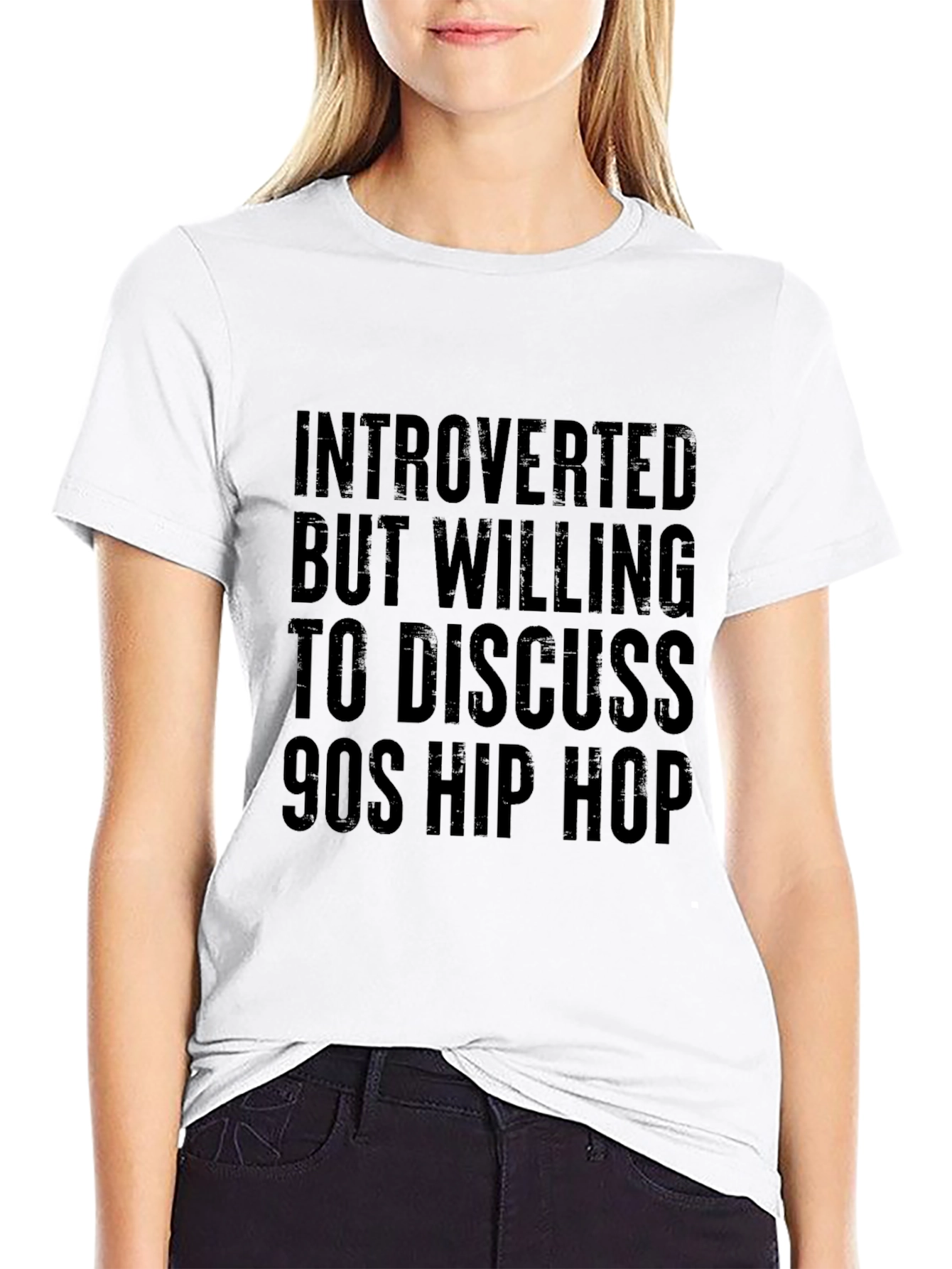 Black Introverted 90s Hip Hop Black Graphic T-Shirt view 9