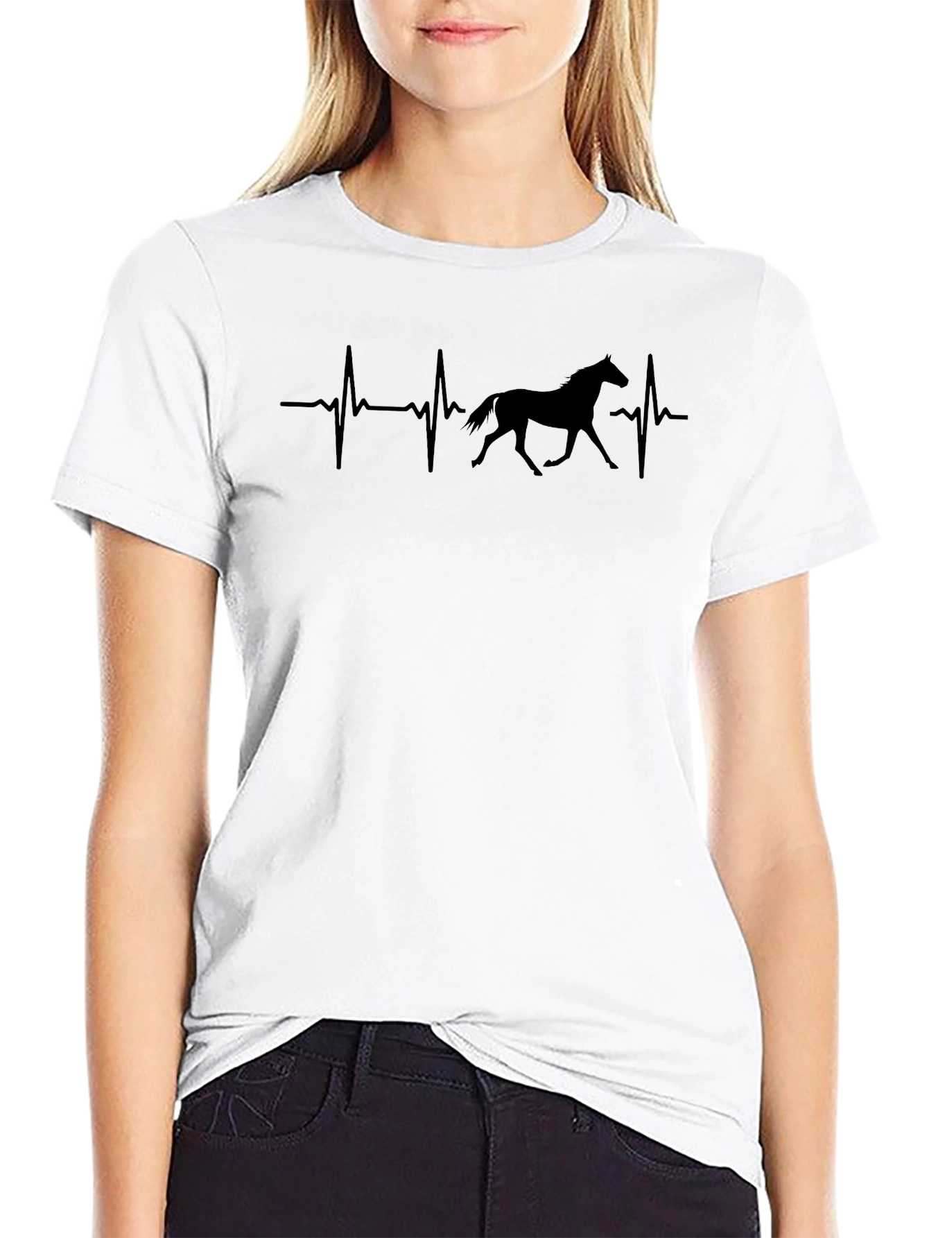Black Horse Heartbeat T-Shirt - Equestrian Love view 9