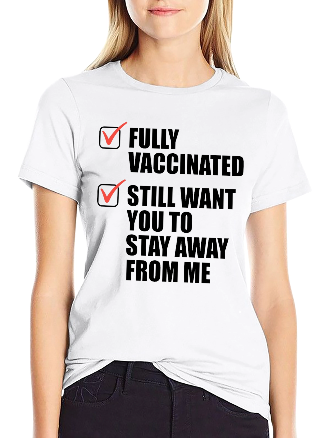 Black Fully Vaccinated, Stay Away Funny Graphic Tee view 9