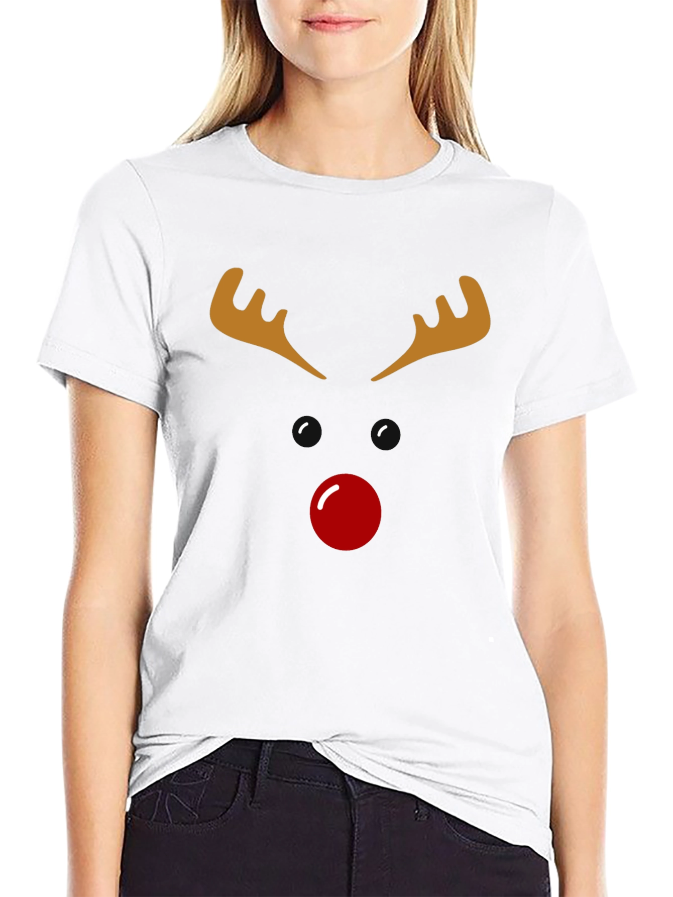 Black Reindeer Face Graphic Tee - Holiday Cheer! view 9