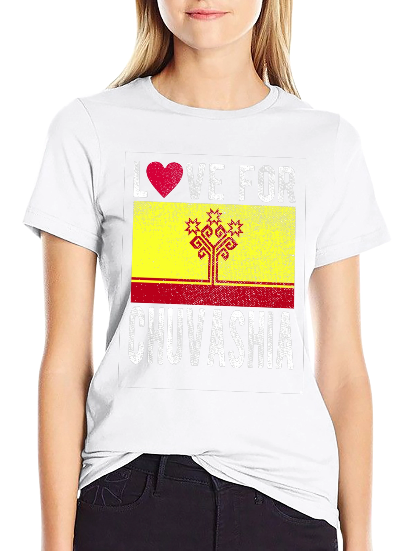 Black Love for Chuvashia T-Shirt - Flag Graphic Tee view 9