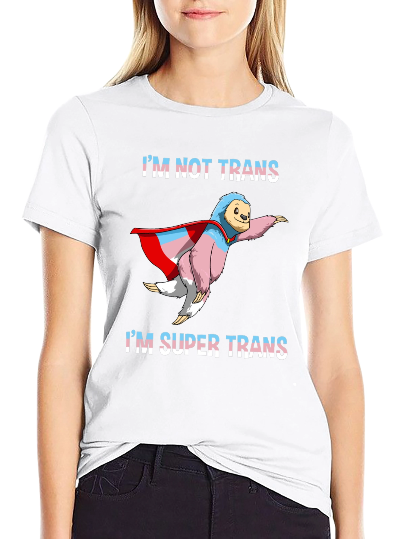 Black Super Trans Sloth T-Shirt - LGBTQ+ Pride view 9