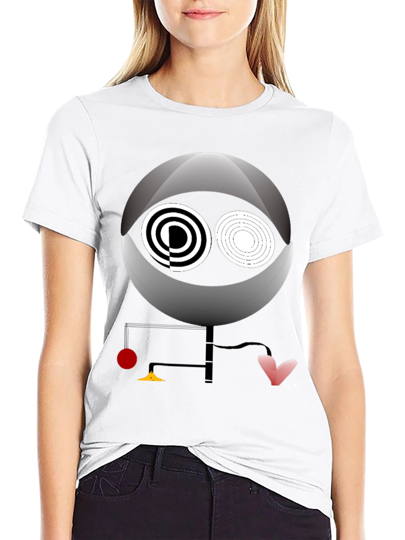 Black Abstract Graphic Print Crew Neck Tee - Modern Art Shirt view 9