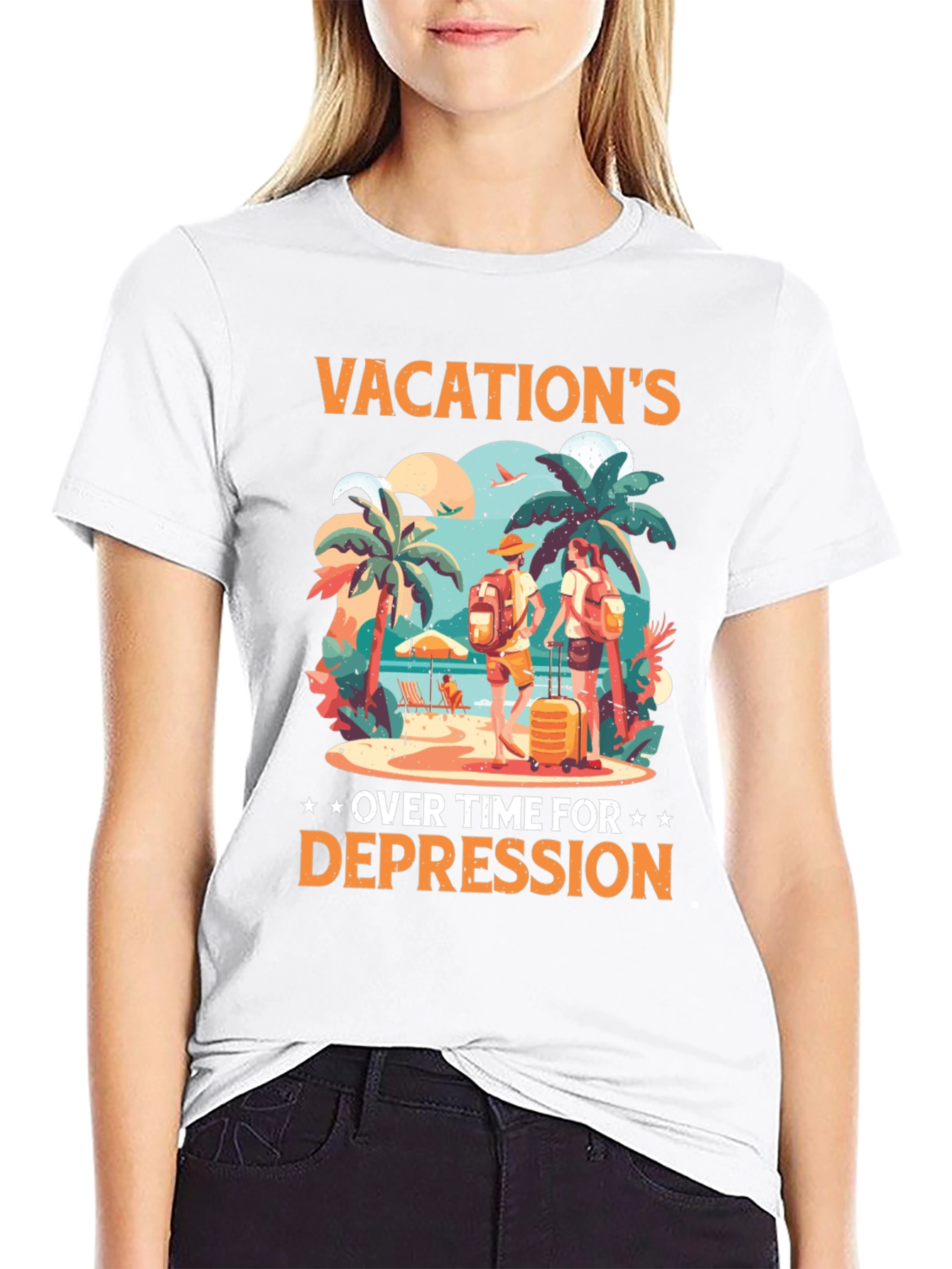Black Vacation's Over Funny T-Shirt view 9