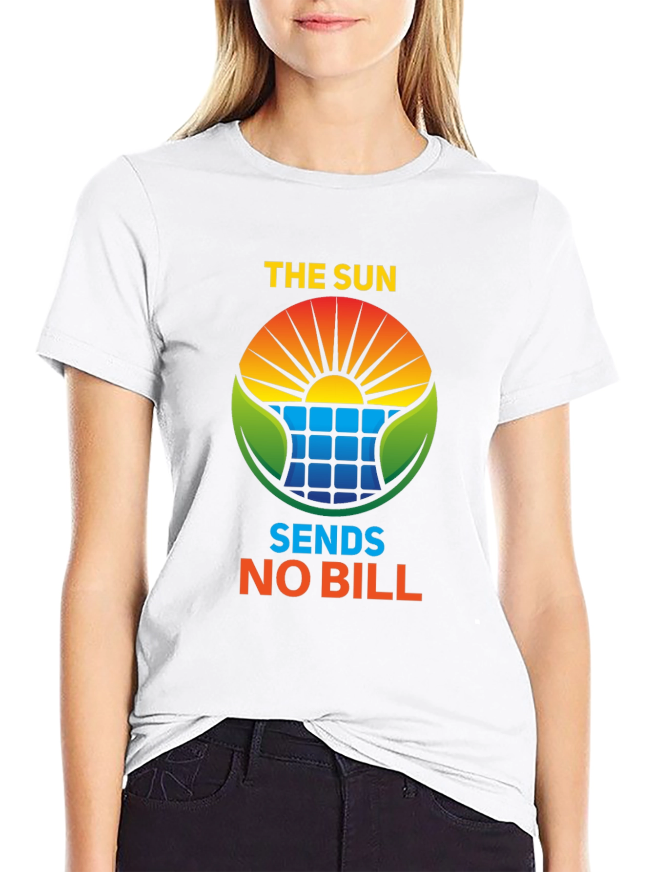Black Eco-Friendly "The Sun Sends No Bill" Solar Energy T-Shirt view 9