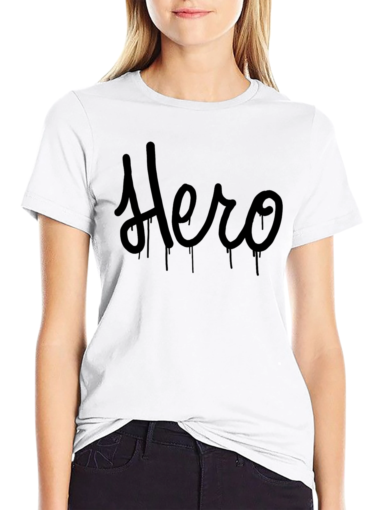 Black Hero Graphic Print T-Shirt - Men's Casual Tee view 9