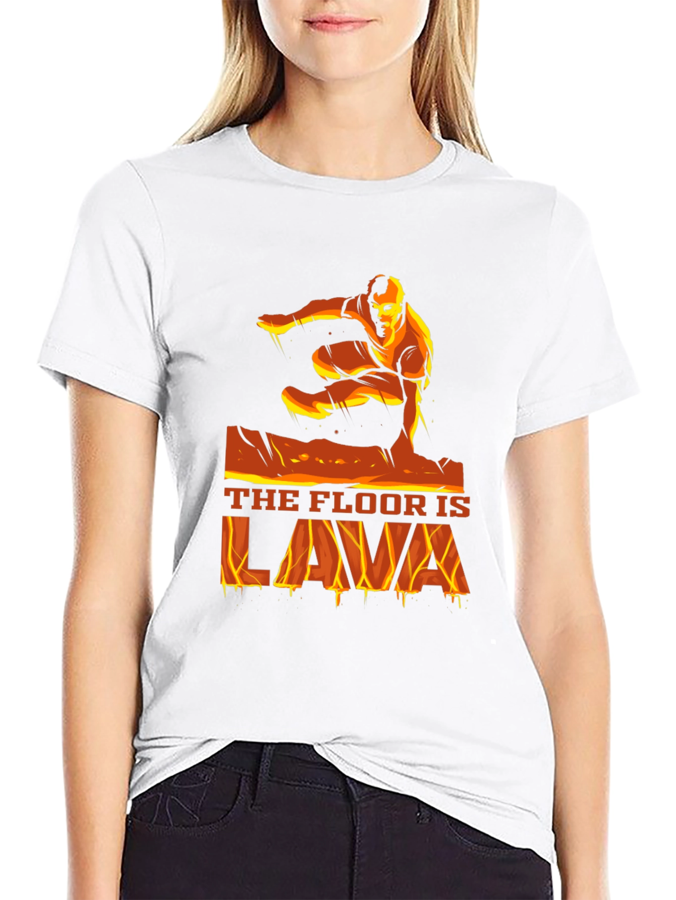 Black The Floor is Lava Graphic T-Shirt - Black view 9