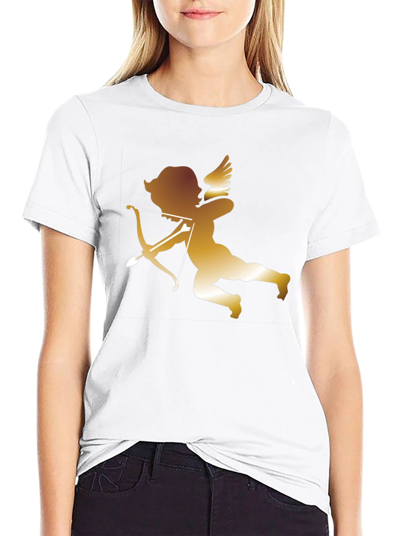 Black Cupid Graphic T-Shirt - Valentine's Day Angel Tee view 9