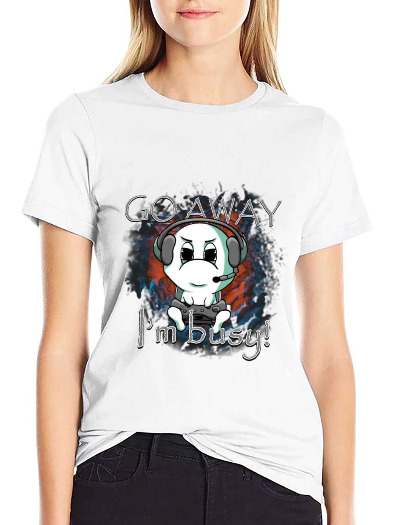 Black Gamer Tee: Go Away, I'm Busy! view 9