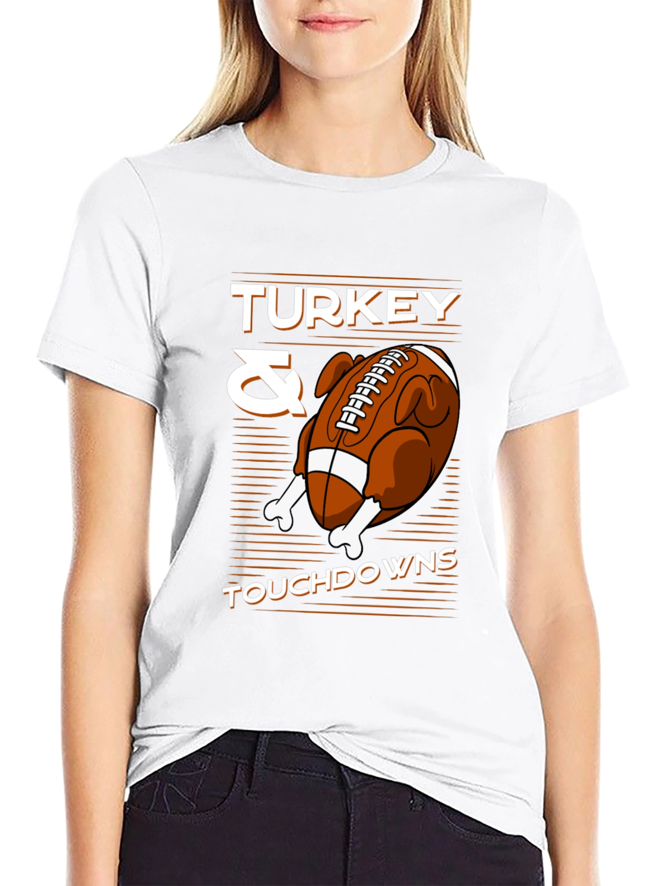 Black Turkey & Touchdowns Graphic T-Shirt view 9