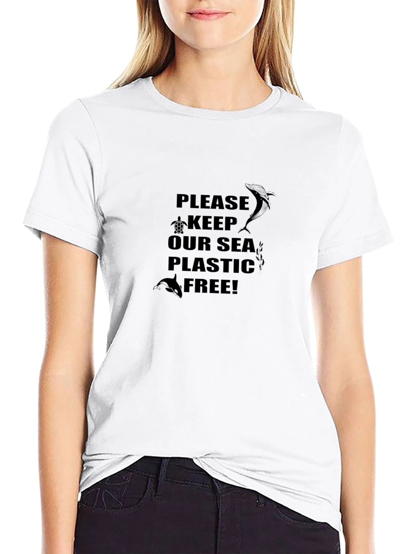 Black Keep Our Seas Plastic Free T-Shirt view 9