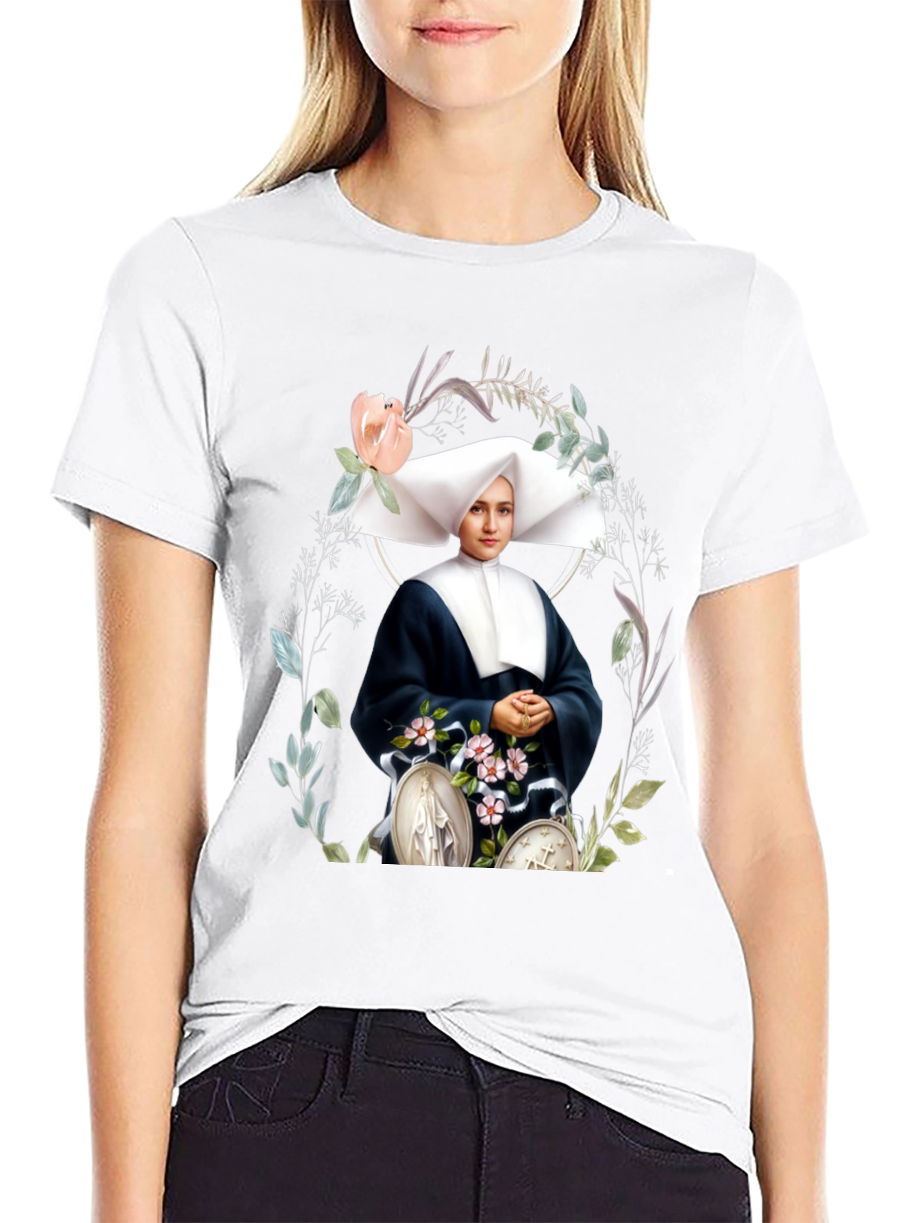Black Nun Portrait Graphic Tee view 9