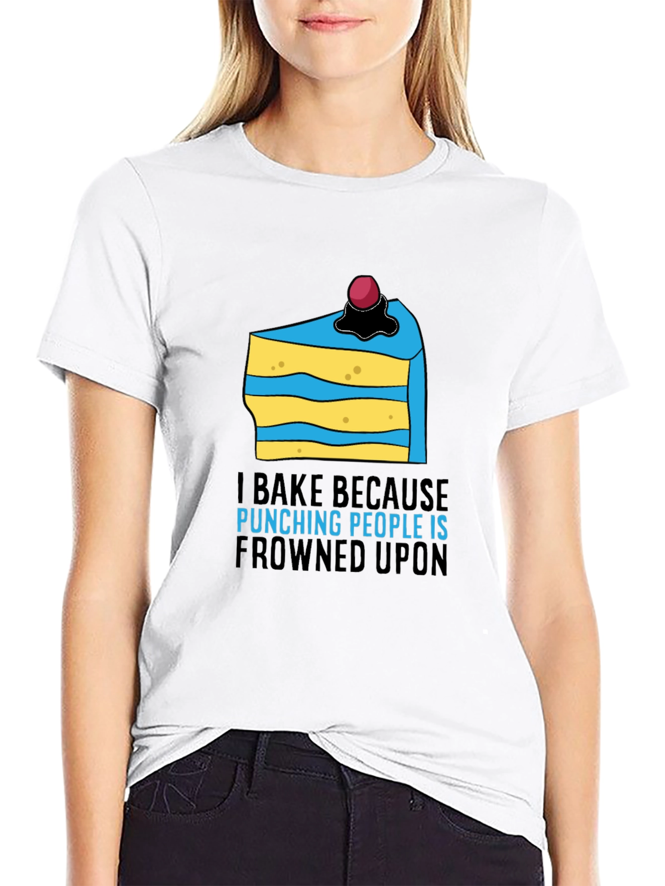 Black I Bake Because Punching People Is Frowned Upon T-Shirt view 9