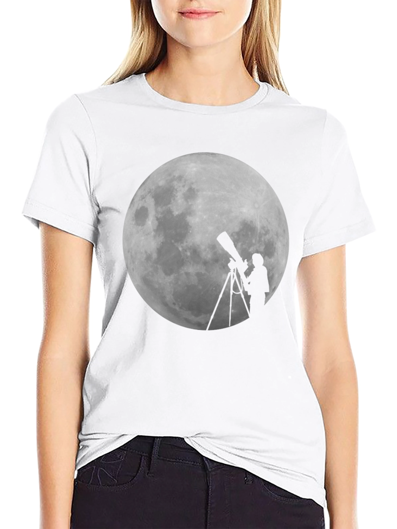 Black Moon Gazing Telescope Graphic T-Shirt view 9